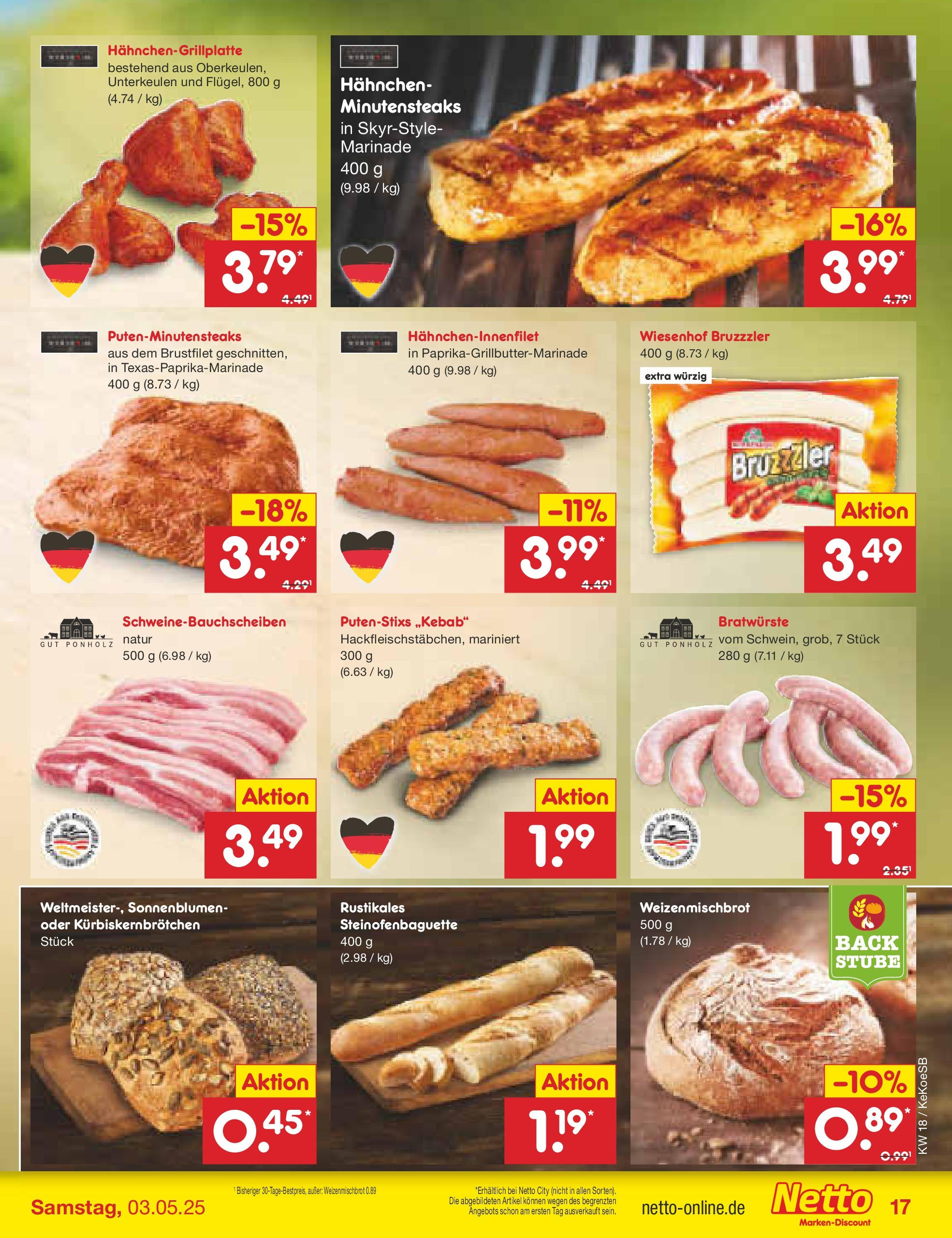 Netto Marken-Discount - Netto: Wochenangebote (ab 27.04.2025) » Angebote | Seite: 17 | Produkte: Hahnchen, Baguette
