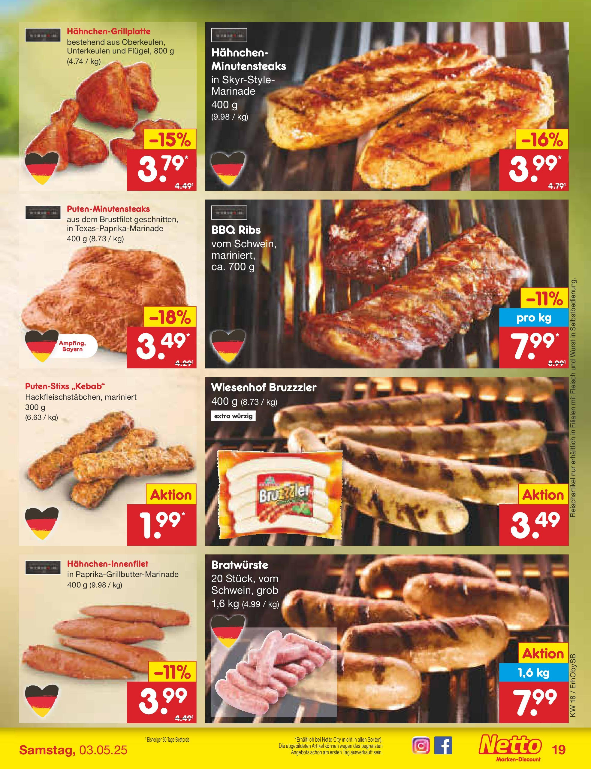 Netto Marken-Discount - Netto: Wochenangebote (ab 27.04.2025) » Angebote | Seite: 19 | Produkte: Hahnchen, Wurst, Steak, Fleisch Netto Marken-Discount - Netto: Wochenangebote (ab 27.04.2025) » Angebote | Seite: 19 | Produkte: Hahnchen, Wurst, Steak, Fleisch