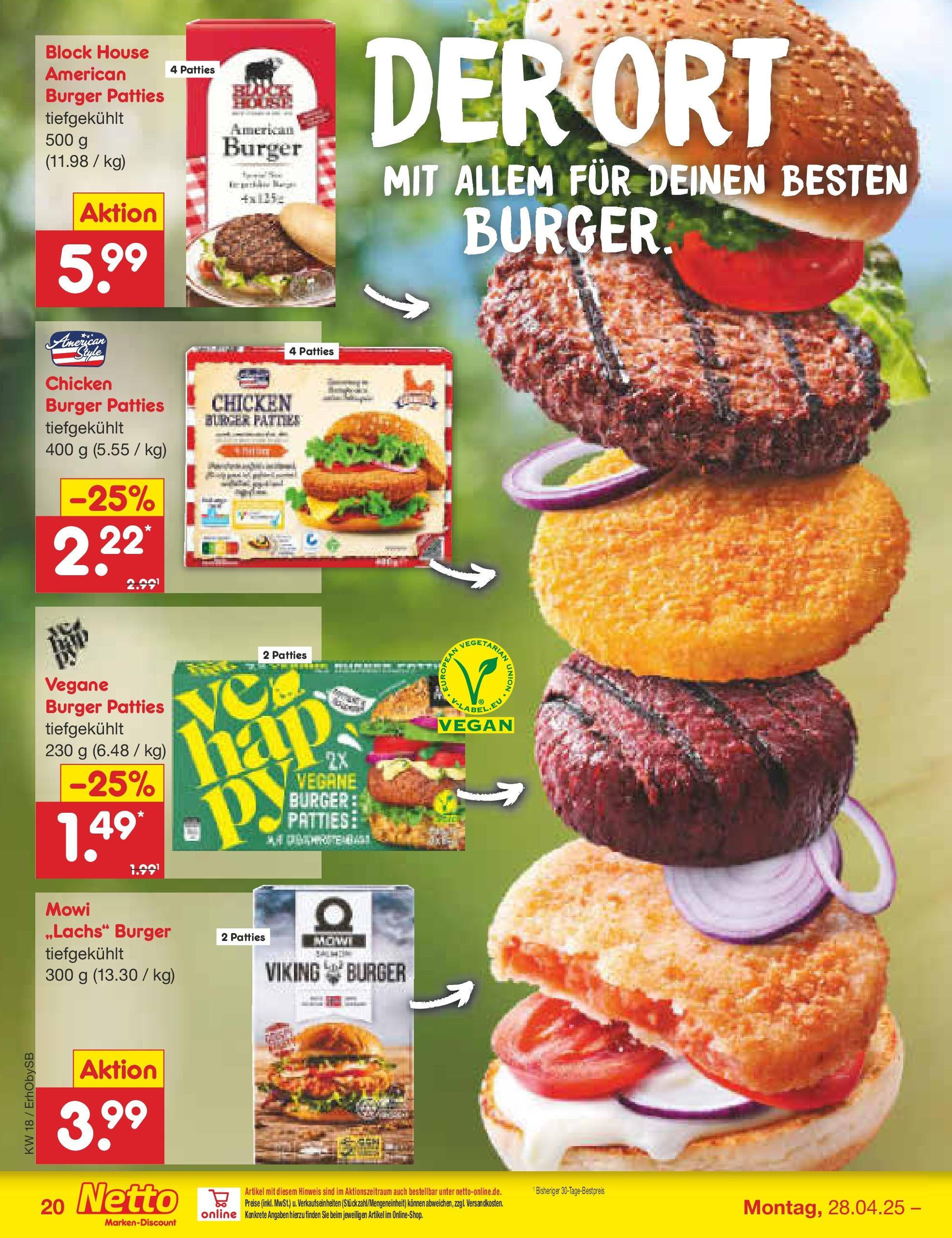 Netto Marken-Discount - Netto: Wochenangebote (ab 27.04.2025) » Angebote | Seite: 20 | Produkte: Burger Netto Marken-Discount - Netto: Wochenangebote (ab 27.04.2025) » Angebote | Seite: 20 | Produkte: Burger