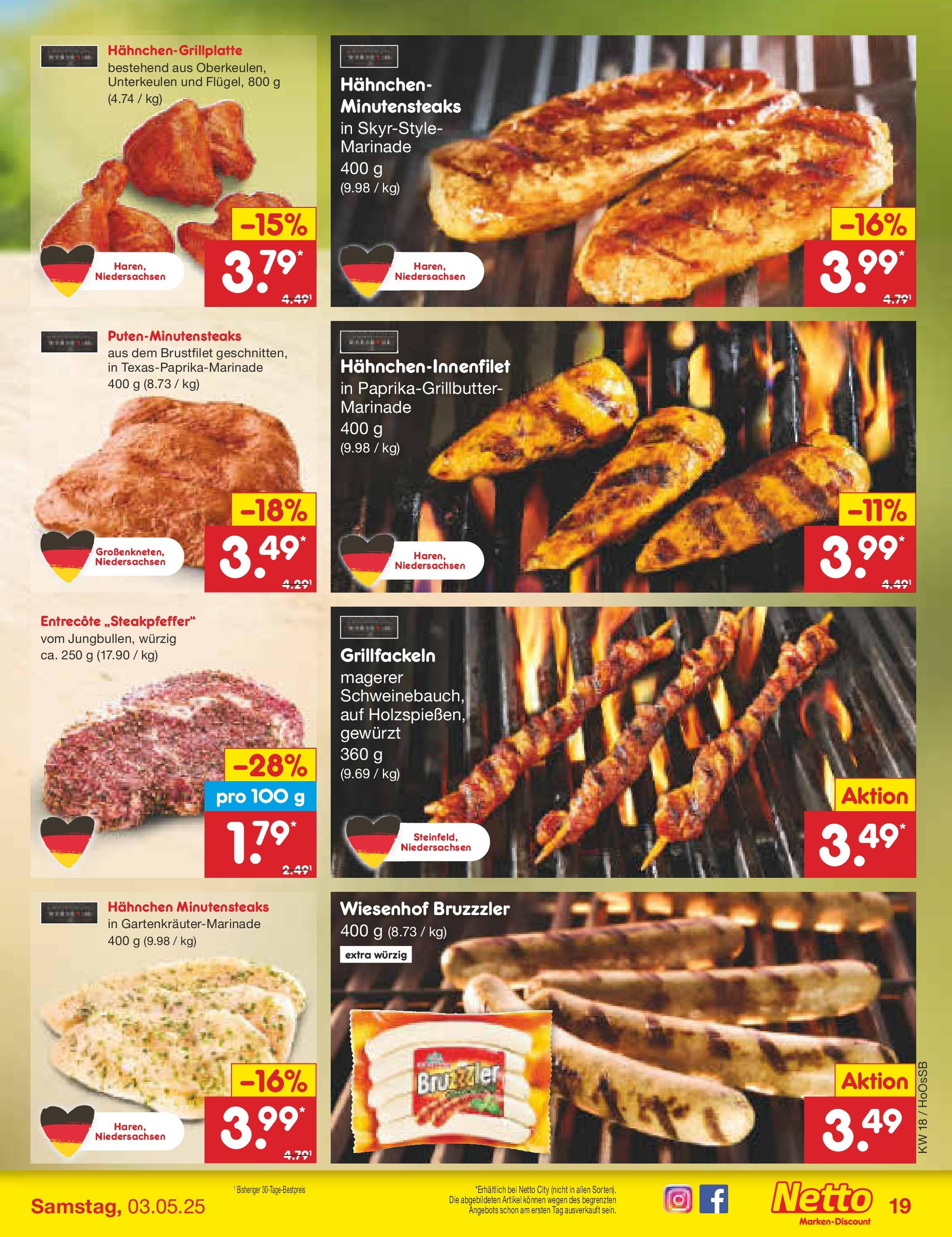 Netto Marken-Discount - Netto: Wochenangebote (ab 27.04.2025) » Angebote | Seite: 19 | Produkte: Hahnchen, Entrecote, Steak
