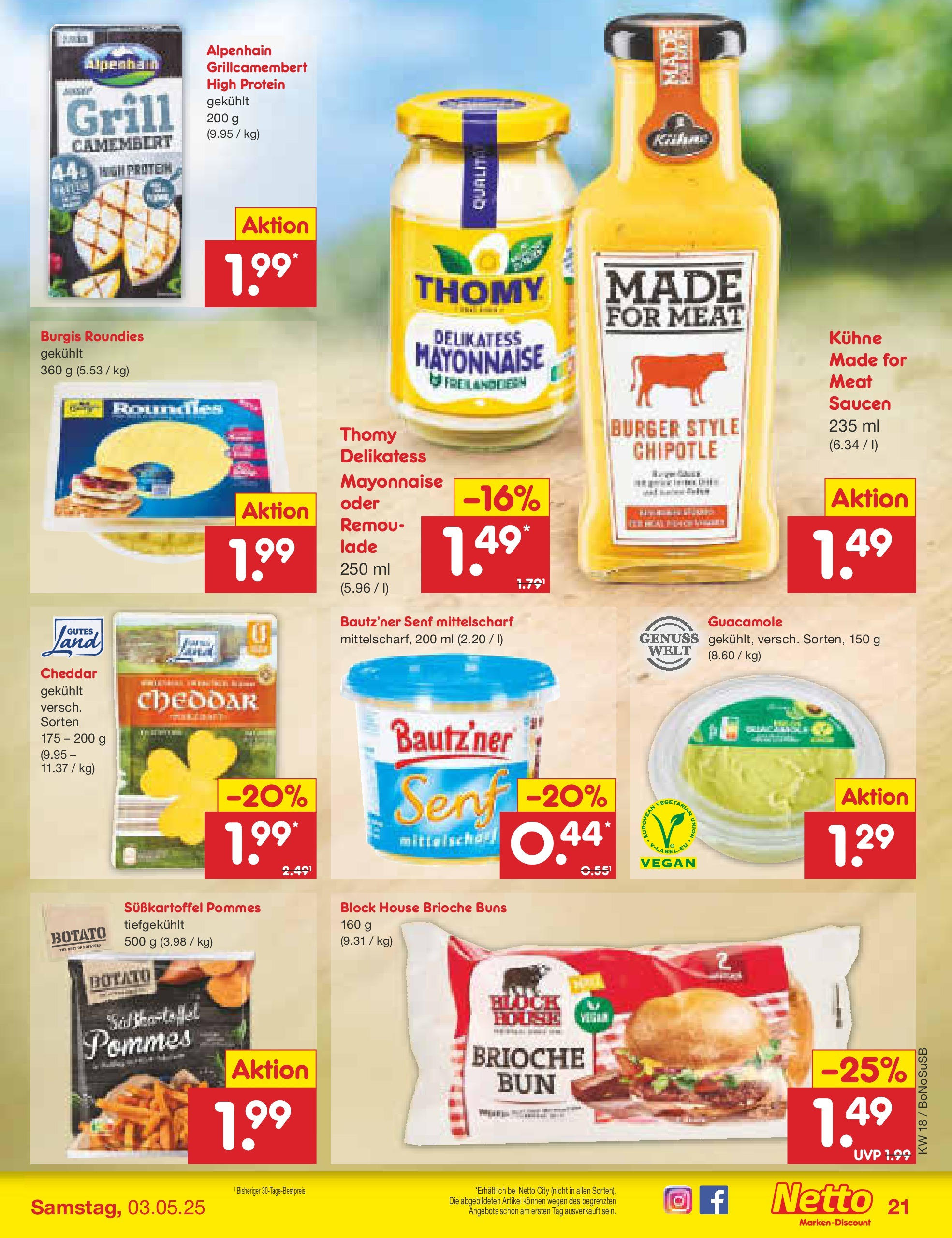 Netto Marken-Discount - Netto: Wochenangebote (ab 27.04.2025) » Angebote | Seite: 21 | Produkte: Grill, Pommes, Burger, Mayonnaise