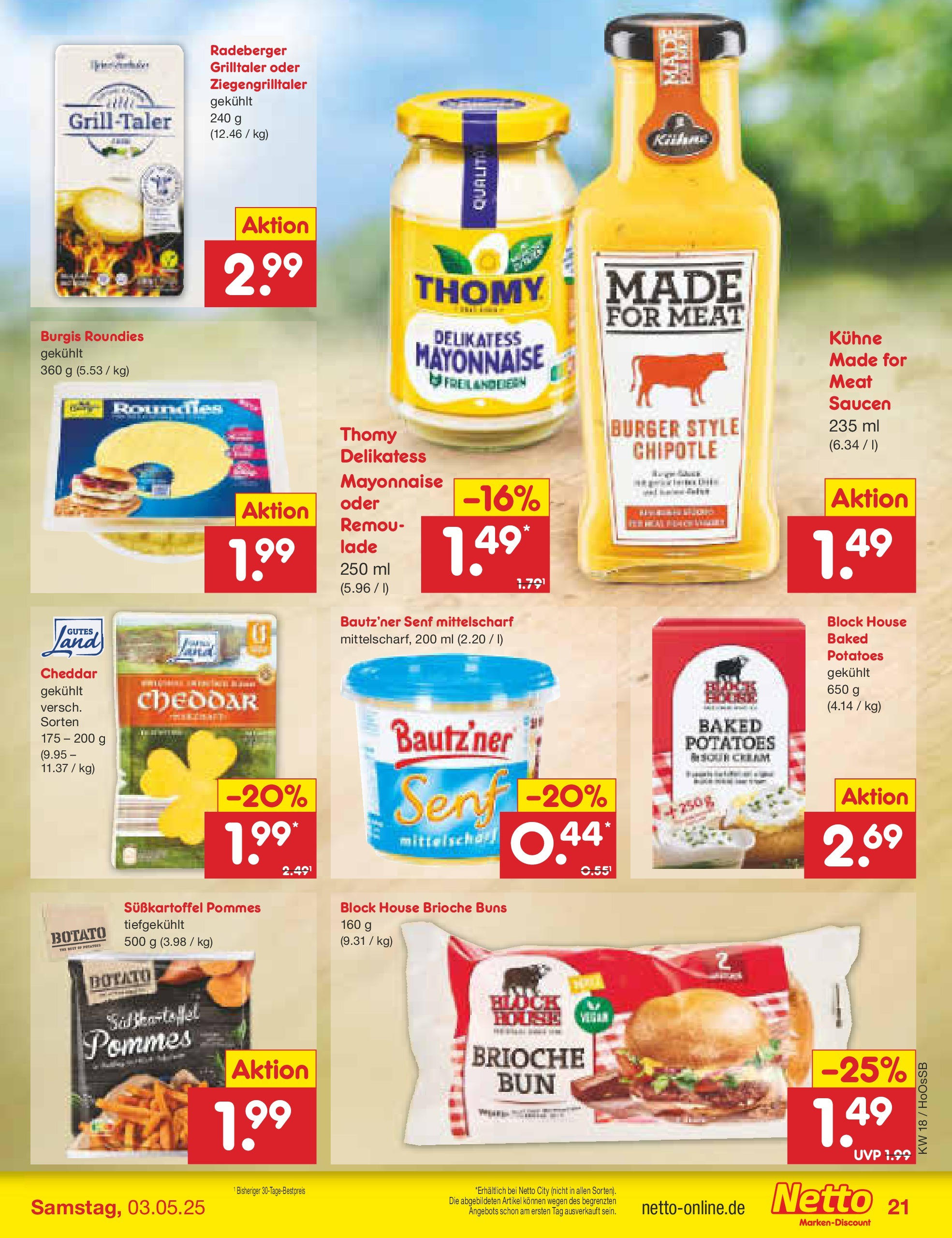 Netto Marken-Discount - Netto: Wochenangebote (ab 27.04.2025) » Angebote | Seite: 21 | Produkte: Pommes, Burger, Mayonnaise