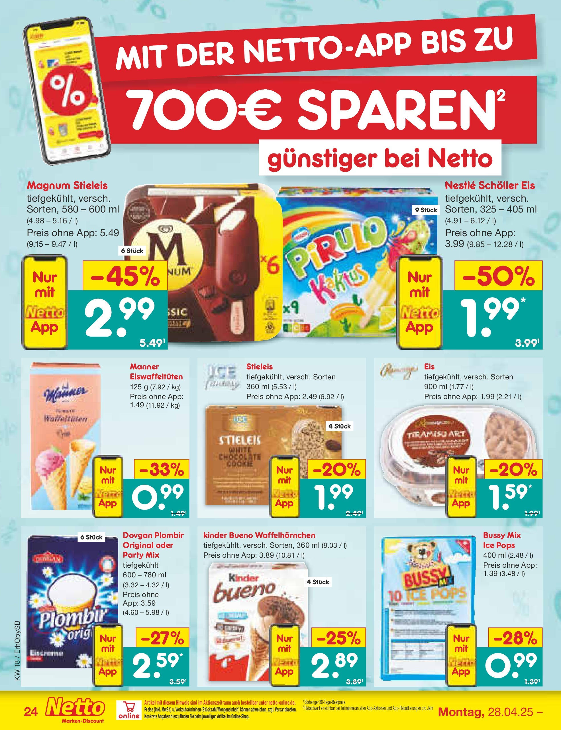 Netto Marken-Discount - Netto: Wochenangebote (ab 27.04.2025) » Angebote | Seite: 24 | Produkte: Kinder bueno, Eiscreme, Eis Netto Marken-Discount - Netto: Wochenangebote (ab 27.04.2025) » Angebote | Seite: 24 | Produkte: Kinder bueno, Eiscreme, Eis