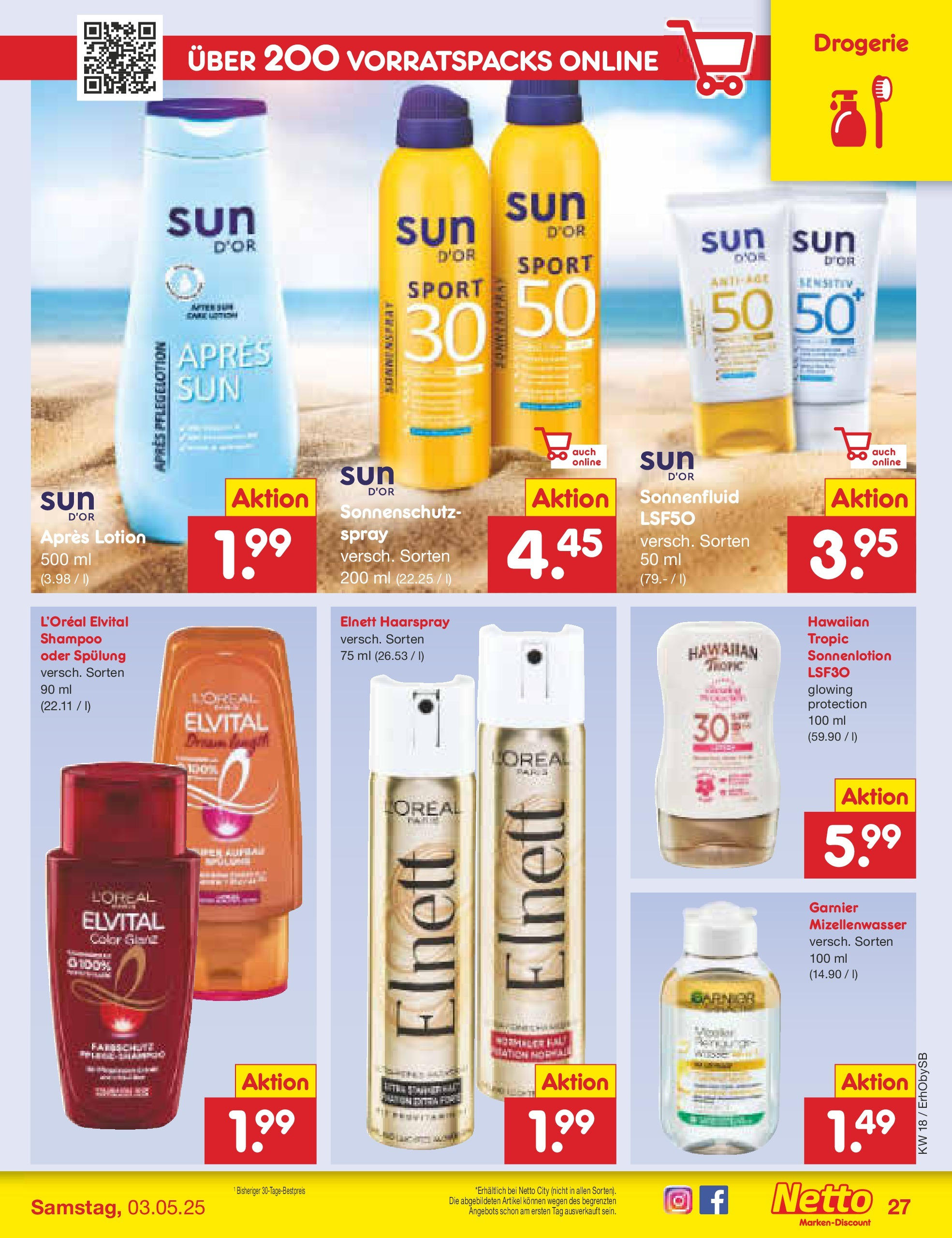 Netto Marken-Discount - Netto: Wochenangebote (ab 27.04.2025) » Angebote | Seite: 27 | Produkte: Shampoo, Haarspray, Mizellenwasser, Sonnenlotion Netto Marken-Discount - Netto: Wochenangebote (ab 27.04.2025) » Angebote | Seite: 27 | Produkte: Shampoo, Haarspray, Mizellenwasser, Sonnenlotion