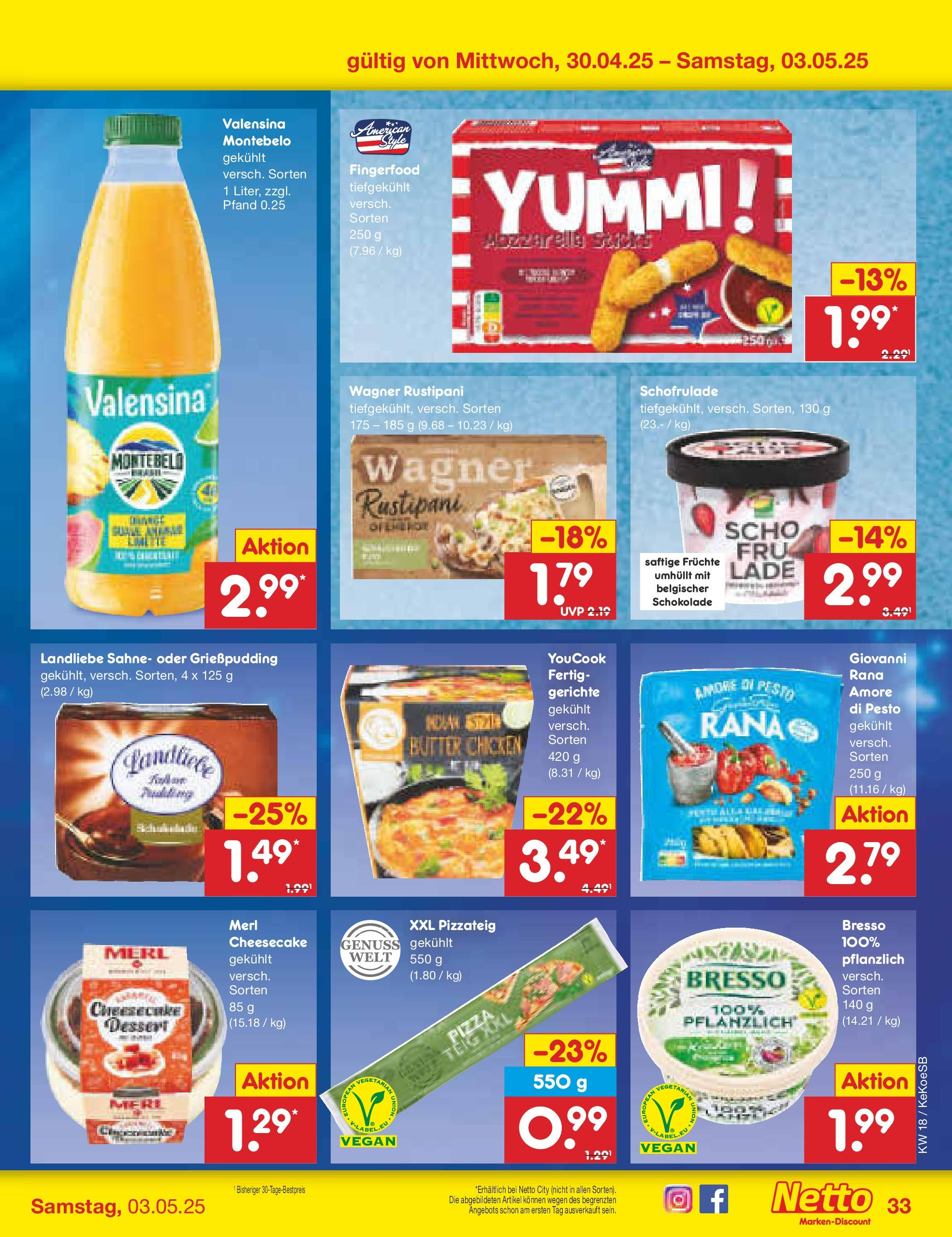 Netto Marken-Discount - Netto: Wochenangebote (ab 27.04.2025) » Angebote | Seite: 33 | Produkte: Youcook, Butter, Bresso, Pasta