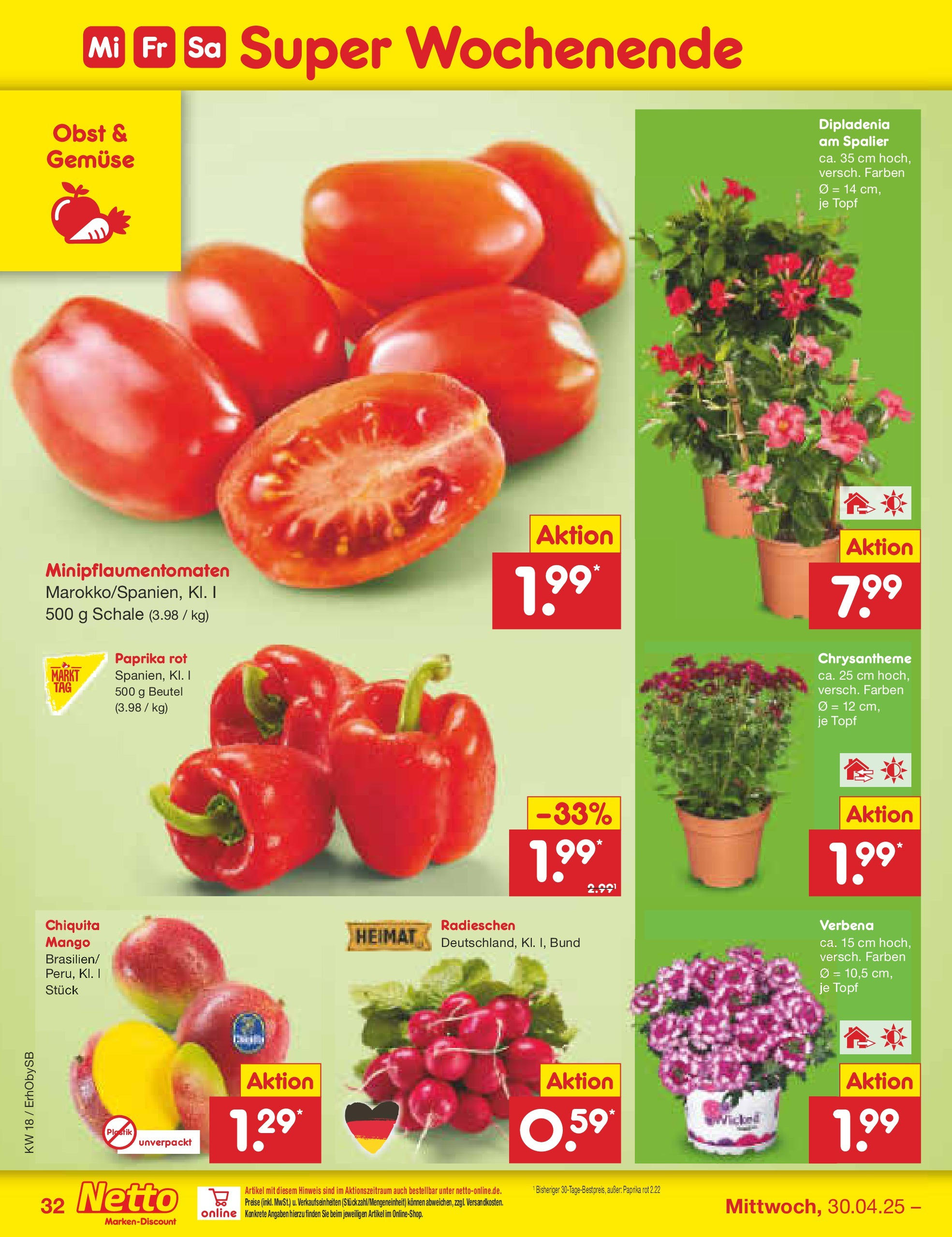 Netto Marken-Discount - Netto: Wochenangebote (ab 27.04.2025) » Angebote | Seite: 32 | Produkte: Paprika rot, Gemüse, Paprika, Obst Netto Marken-Discount - Netto: Wochenangebote (ab 27.04.2025) » Angebote | Seite: 32 | Produkte: Paprika rot, Gemüse, Paprika, Obst