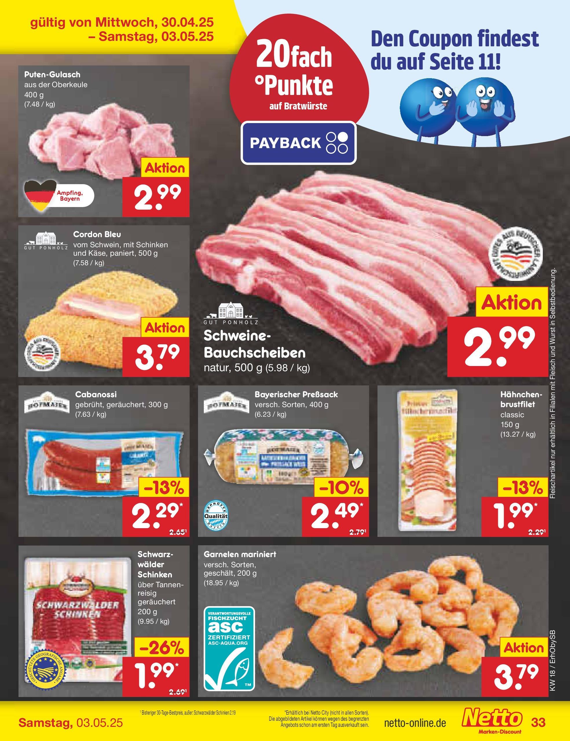 Netto Marken-Discount - Netto: Wochenangebote (ab 27.04.2025) » Angebote | Seite: 33 | Produkte: Hahnchen, Garnelen, Schinken, Fleisch Netto Marken-Discount - Netto: Wochenangebote (ab 27.04.2025) » Angebote | Seite: 33 | Produkte: Hahnchen, Garnelen, Schinken, Fleisch