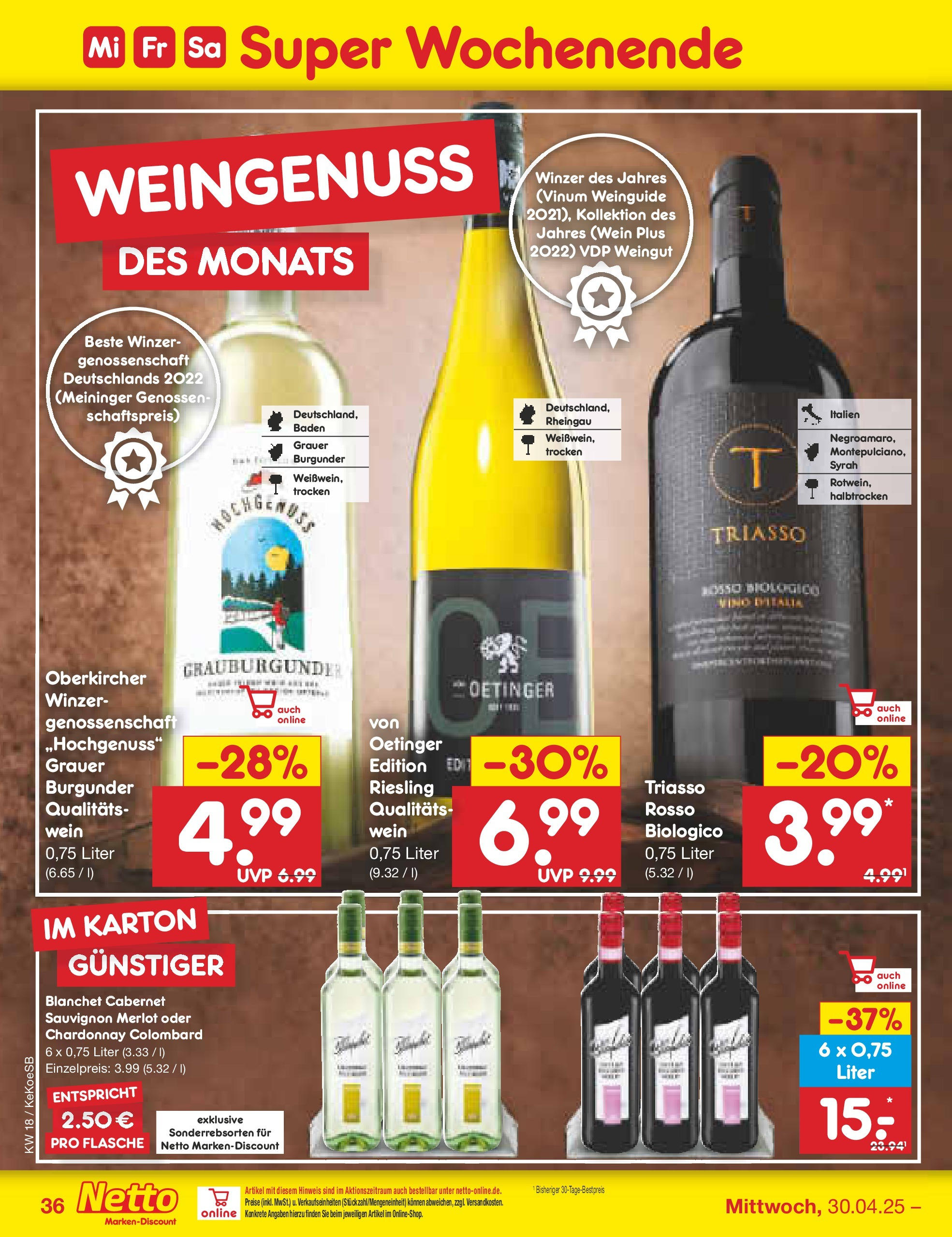 Netto Marken-Discount - Netto: Wochenangebote (ab 27.04.2025) » Angebote | Seite: 36 | Produkte: Merlot, Wein