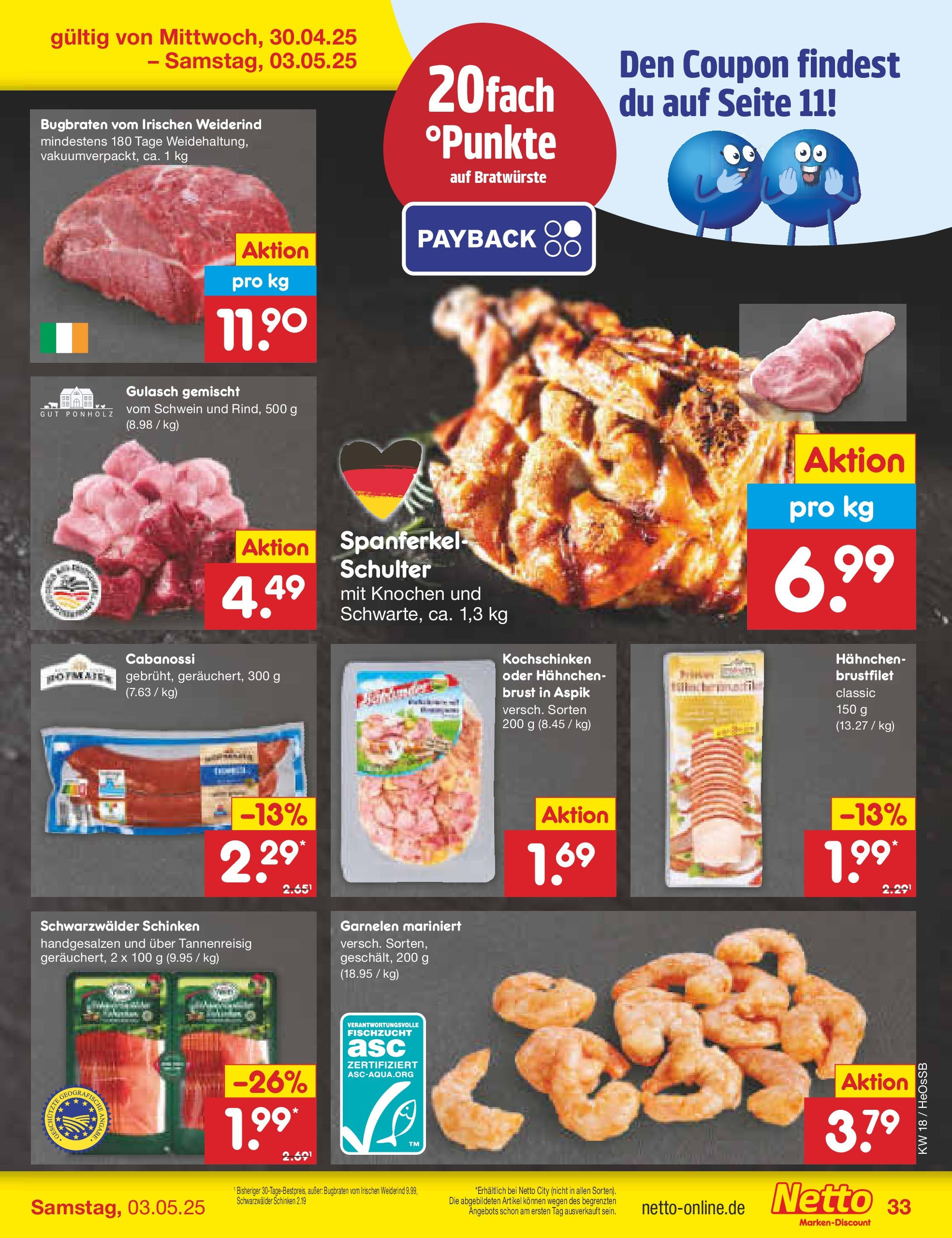 Netto Marken-Discount - Netto: Wochenangebote (ab 27.04.2025) » Angebote | Seite: 33 | Produkte: Hahnchen, Garnelen, Gulasch, Hahnchenbrust Netto Marken-Discount - Netto: Wochenangebote (ab 27.04.2025) » Angebote | Seite: 33 | Produkte: Hahnchen, Garnelen, Gulasch, Hahnchenbrust