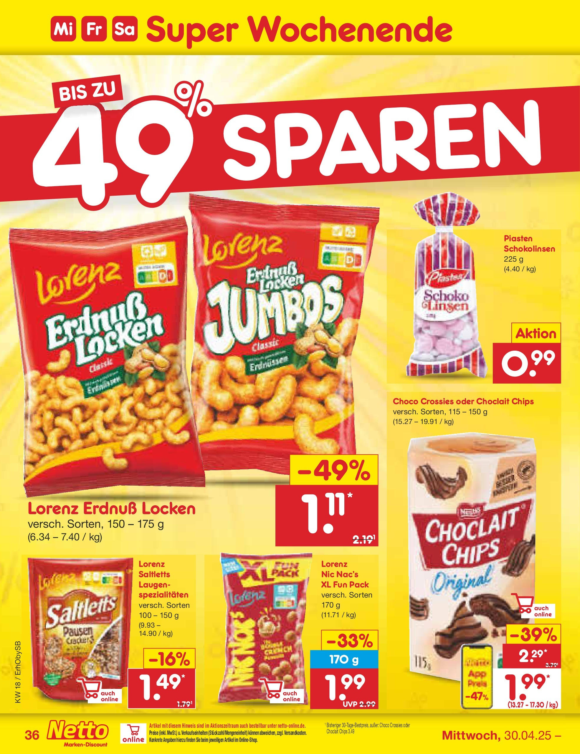 Netto Marken-Discount - Netto: Wochenangebote (ab 27.04.2025) » Angebote | Seite: 36 | Produkte: Erdnüsse, Chips Netto Marken-Discount - Netto: Wochenangebote (ab 27.04.2025) » Angebote | Seite: 36 | Produkte: Erdnüsse, Chips