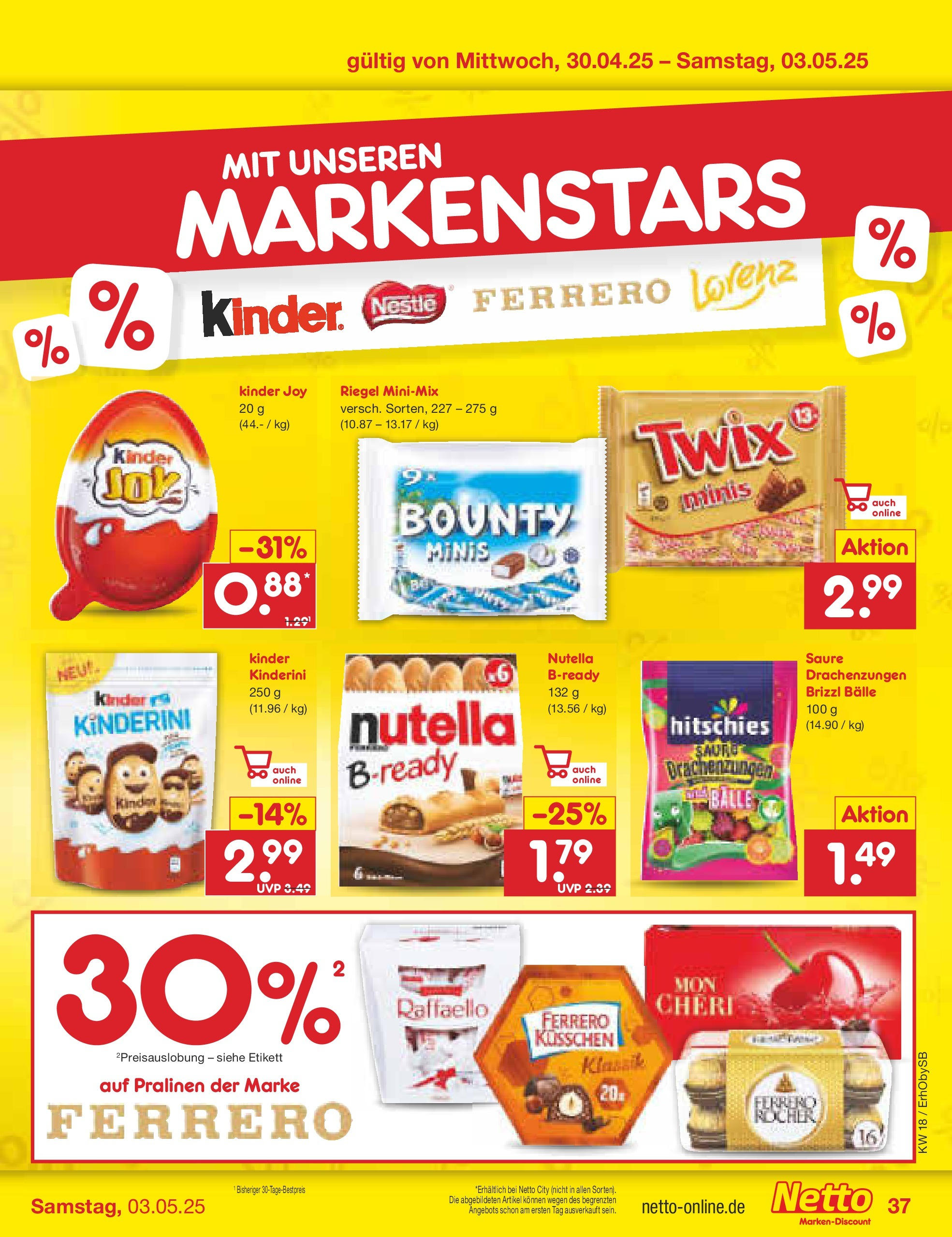Netto Marken-Discount - Netto: Wochenangebote (ab 27.04.2025) » Angebote | Seite: 37 | Produkte: LG, Raffaello, Kinder joy, Twix Netto Marken-Discount - Netto: Wochenangebote (ab 27.04.2025) » Angebote | Seite: 37 | Produkte: LG, Raffaello, Kinder joy, Twix
