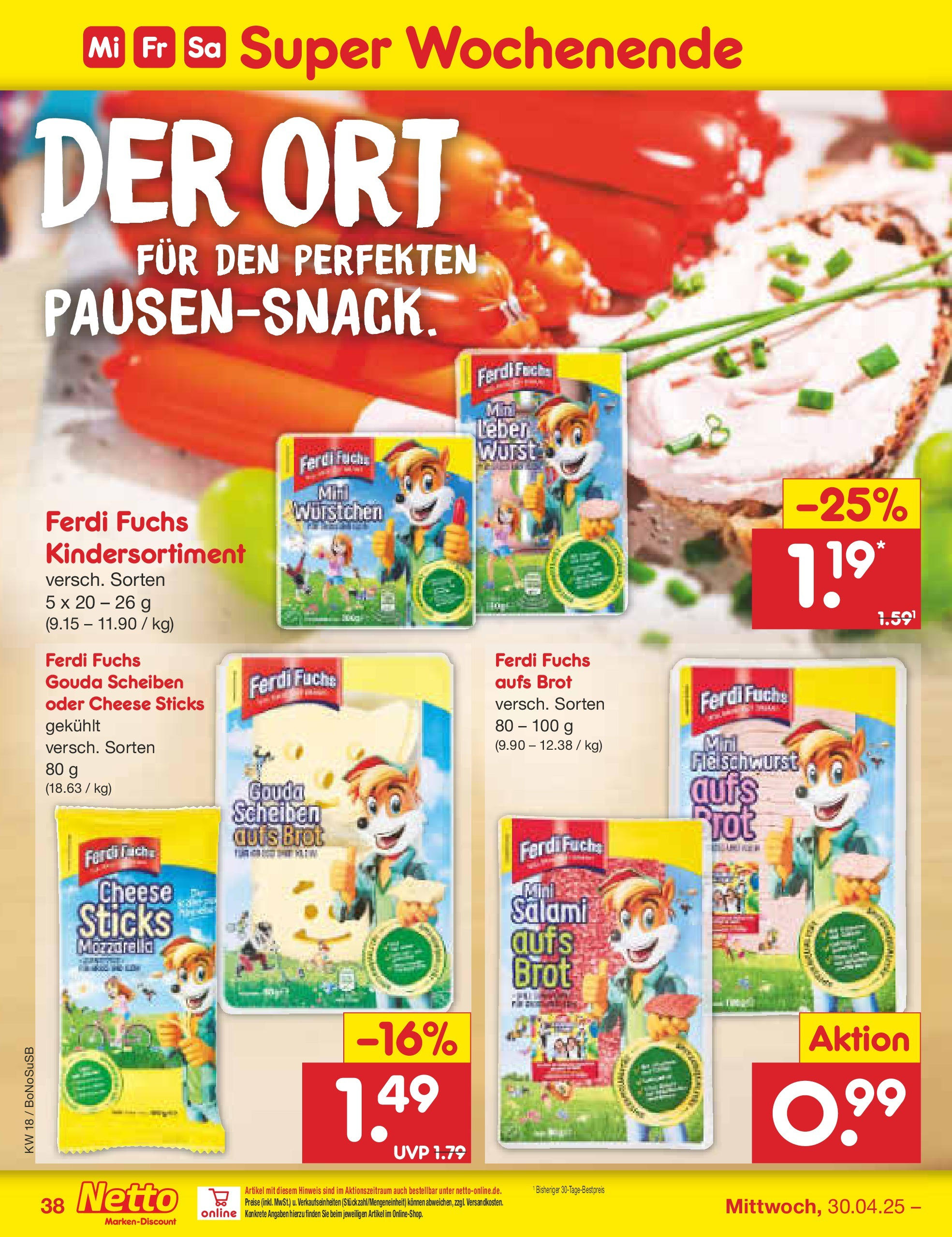 Netto Marken-Discount - Netto: Wochenangebote (ab 27.04.2025) » Angebote | Seite: 38 | Produkte: Mozzarella, Wurst, Brot, Salami