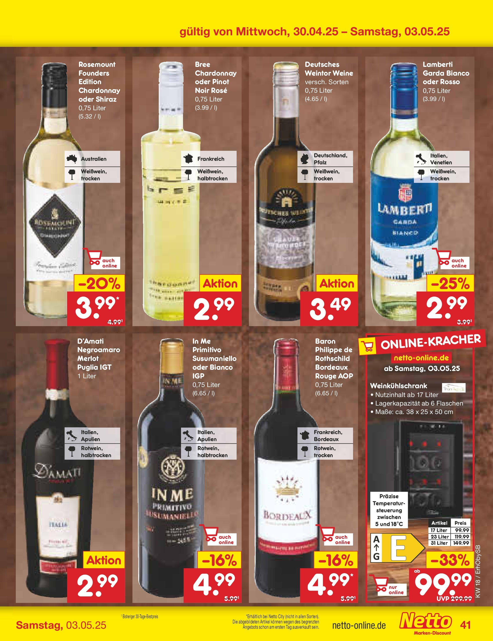 Netto Marken-Discount - Netto: Wochenangebote (ab 27.04.2025) » Angebote | Seite: 41 | Produkte: Merlot, Bree, Rouge Netto Marken-Discount - Netto: Wochenangebote (ab 27.04.2025) » Angebote | Seite: 41 | Produkte: Merlot, Bree, Rouge