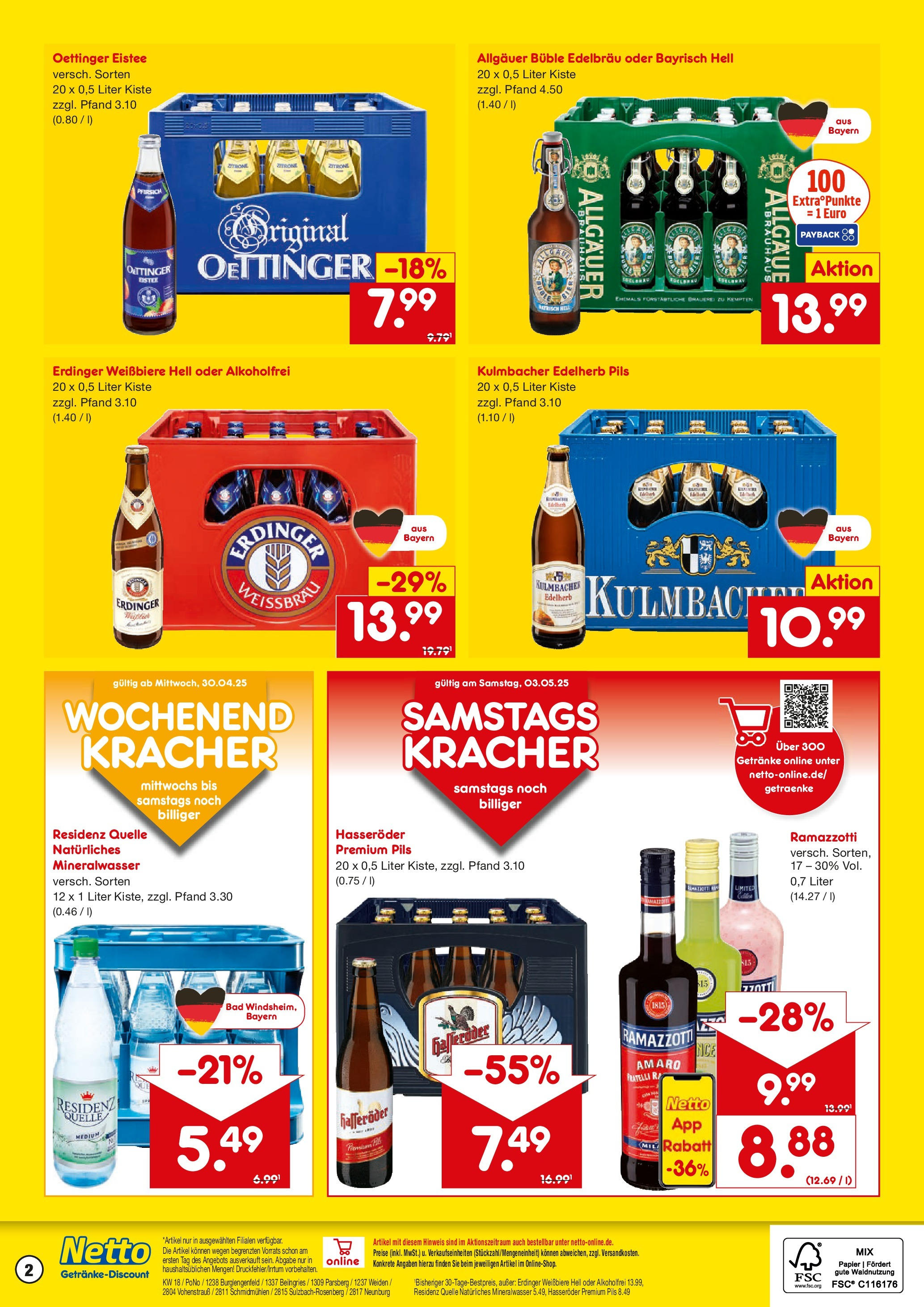 Netto Marken-Discount - Netto: Getränkeangebote (ab 27.04.2025) » Angebote | Seite: 2 | Produkte: Oettinger, Mineralwasser, Zitrone, Ramazzotti
