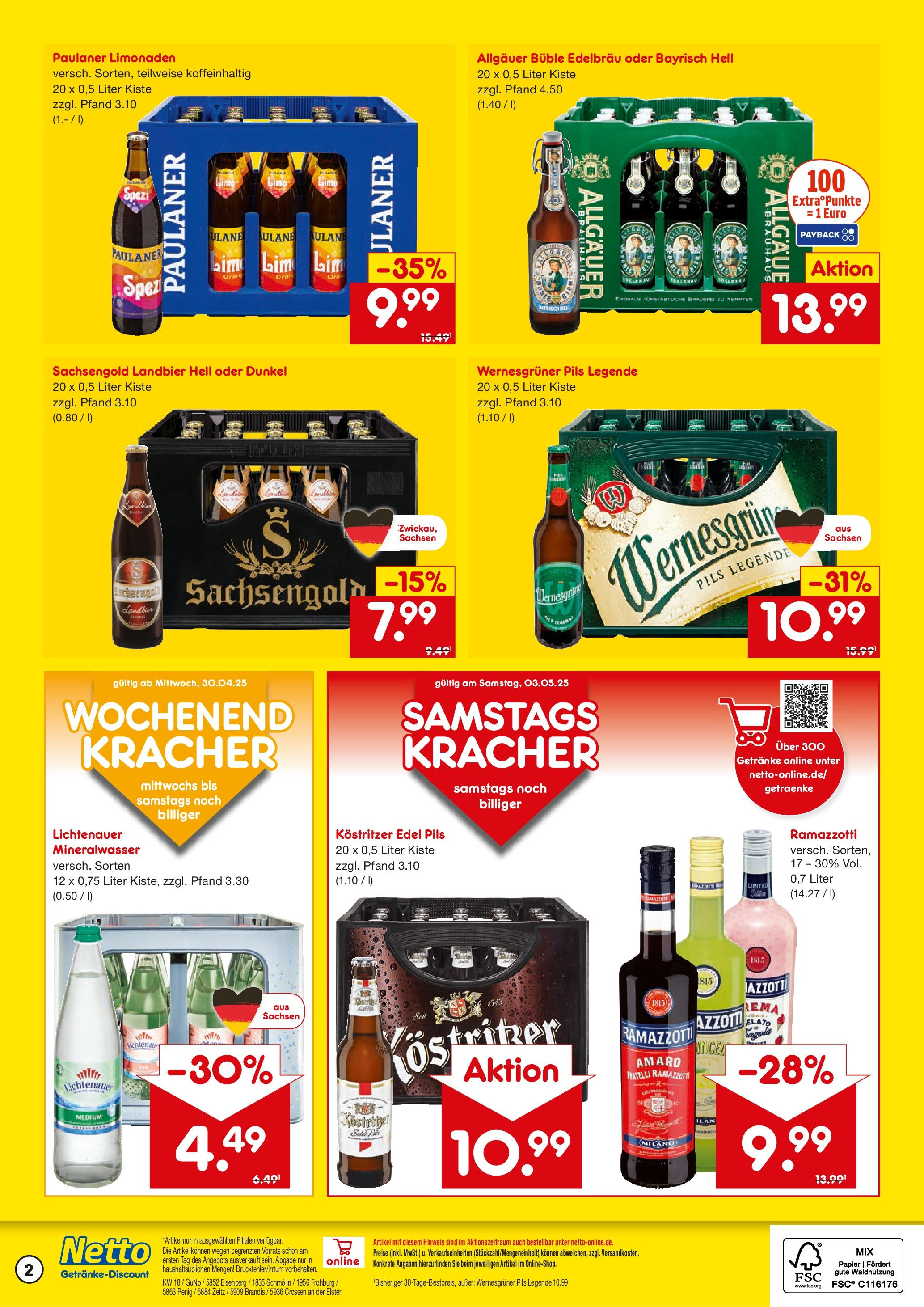 Netto Marken-Discount - Netto: Getränkeangebote (ab 27.04.2025) » Angebote | Seite: 2 | Produkte: Kostritzer, Pils, Mineralwasser, Ramazzotti