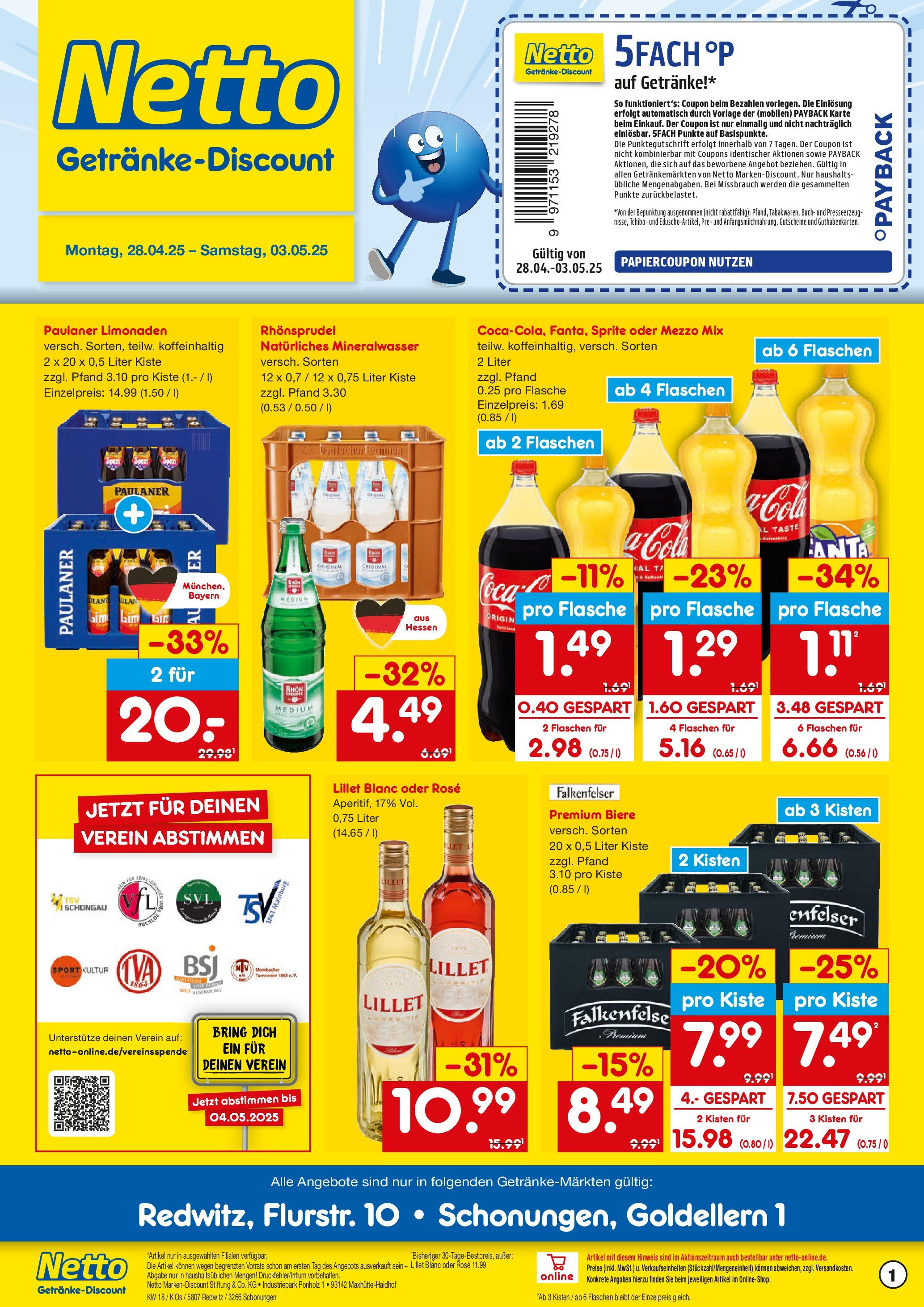 Netto Marken-Discount - Netto: Getränkeangebote (ab 27.04.2025) » Angebote | Seite: 1 | Produkte: Mezzo mix, Sprite, Cola, Lillet