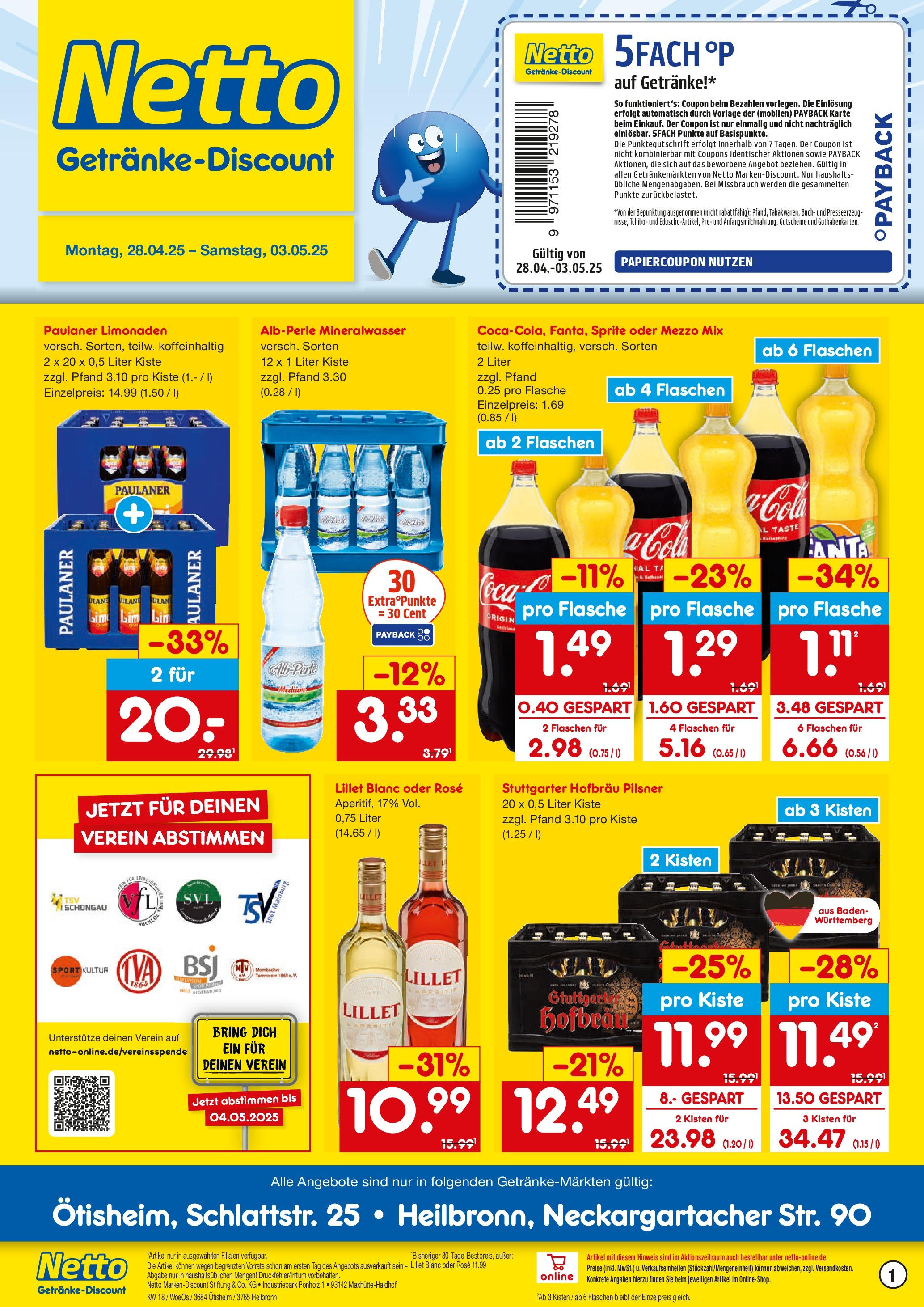 Netto Marken-Discount - Netto: Getränkeangebote (ab 27.04.2025) » Angebote | Seite: 1 | Produkte: Mezzo mix, Sprite, Cola, Lillet