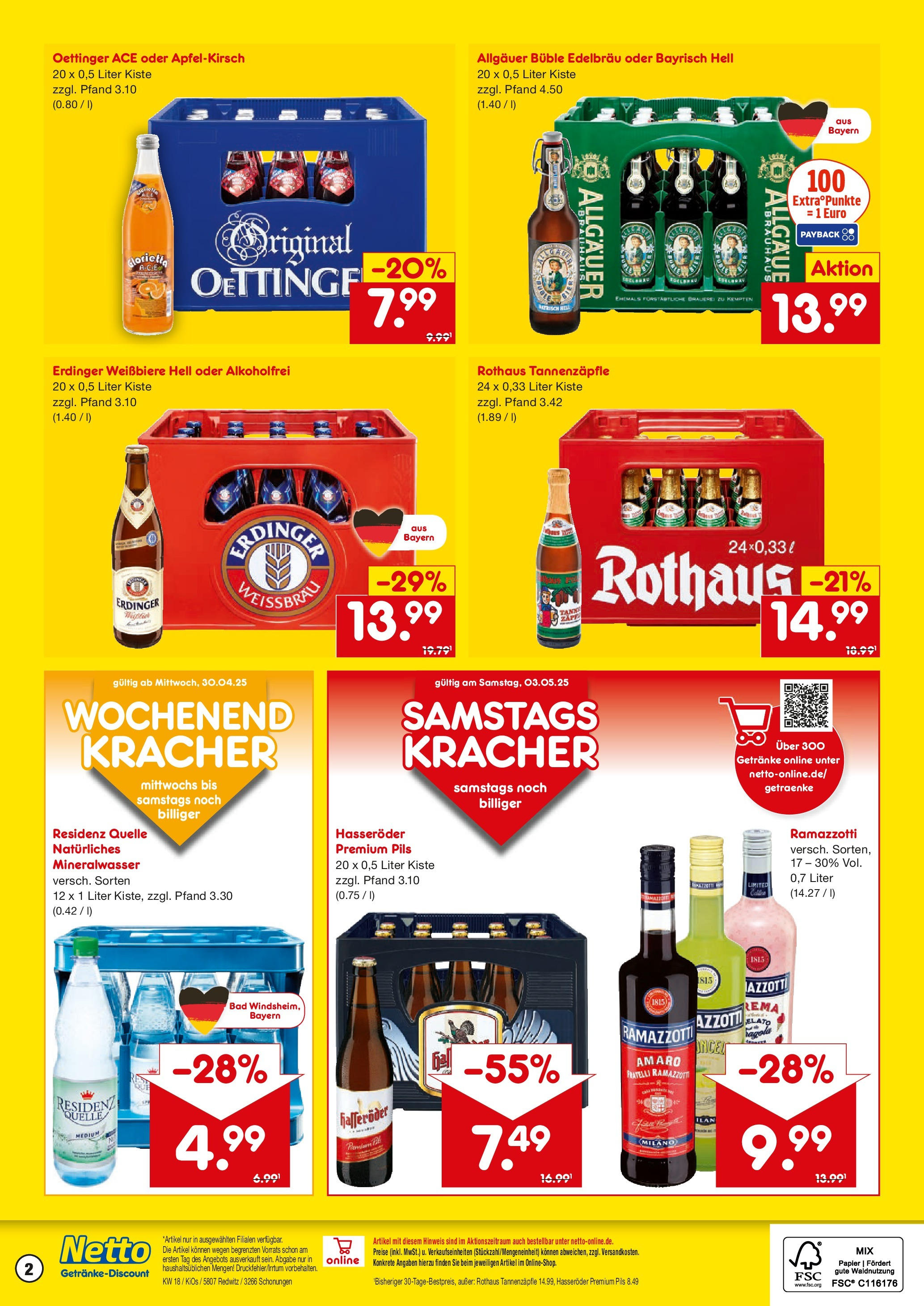 Netto Marken-Discount - Netto: Getränkeangebote (ab 27.04.2025) » Angebote | Seite: 2 | Produkte: Erdinger, Bad, Oettinger, Mineralwasser