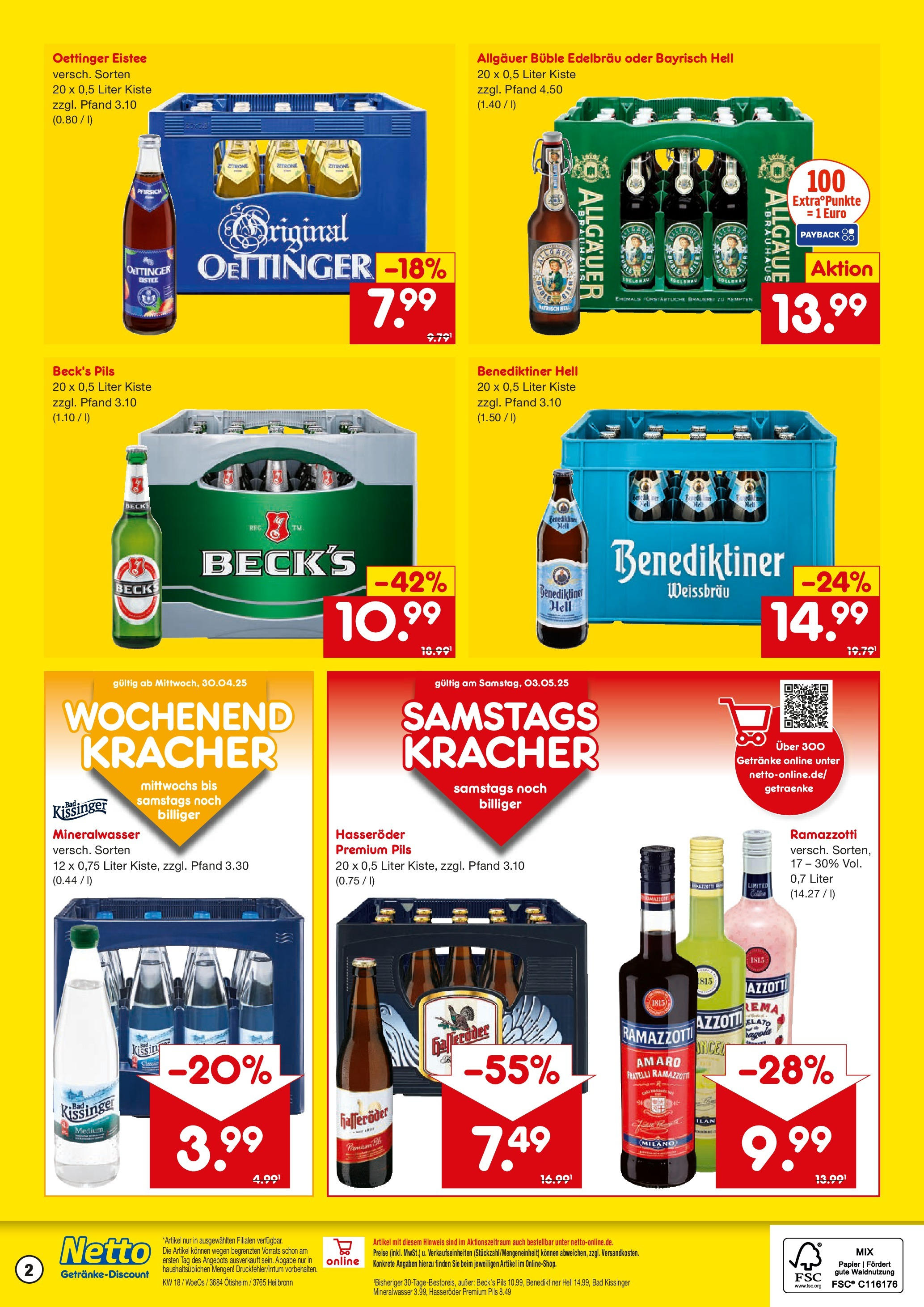 Netto Marken-Discount - Netto: Getränkeangebote (ab 27.04.2025) » Angebote | Seite: 2 | Produkte: Bad, Oettinger, Benediktiner hell, Zitrone