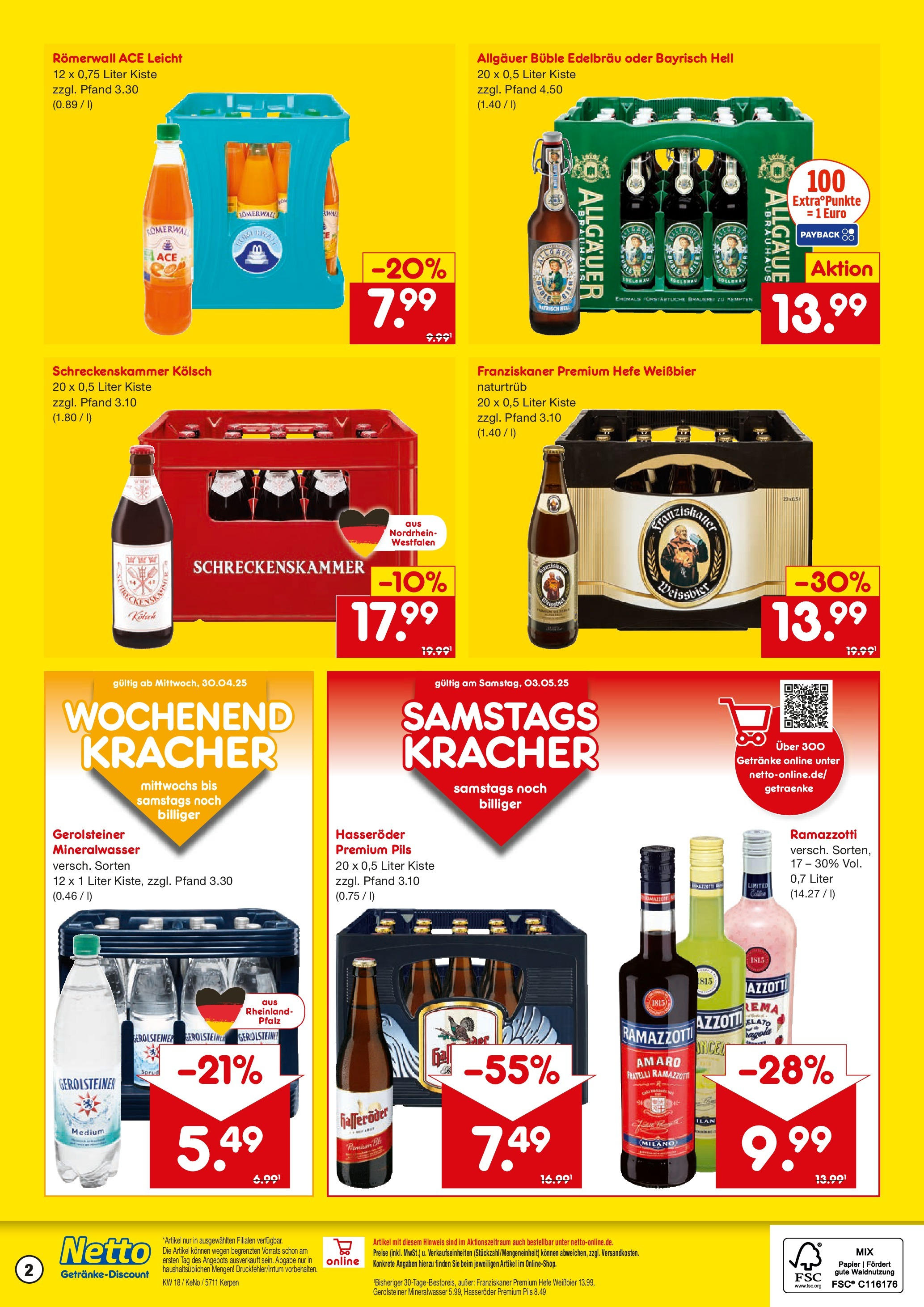 Netto Marken-Discount - Netto: Getränkeangebote (ab 27.04.2025) » Angebote | Seite: 2 | Produkte: Pils, Hasseröder, Ramazzotti, Gerolsteiner