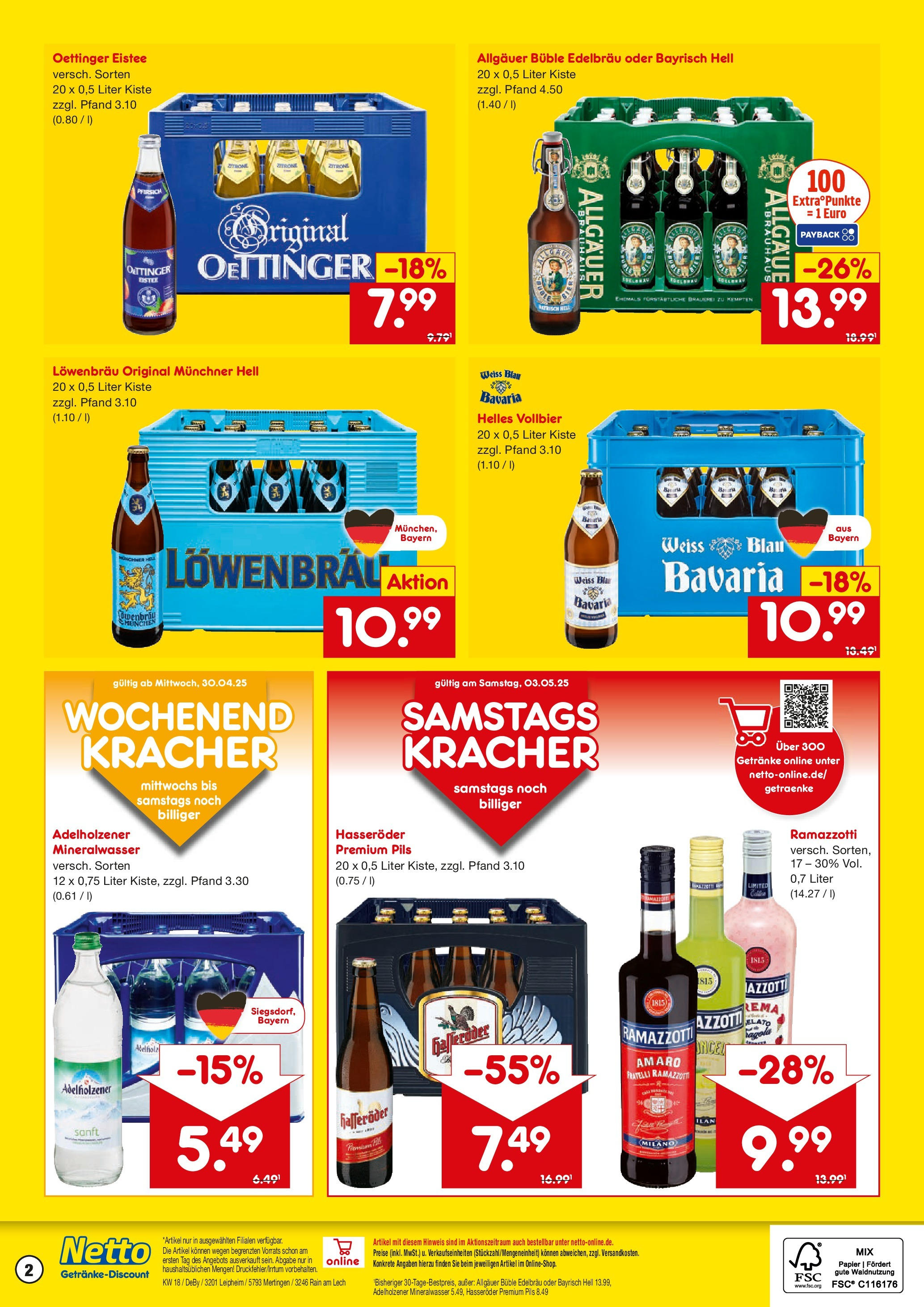 Netto Marken-Discount - Netto: Getränkeangebote (ab 27.04.2025) » Angebote | Seite: 2 | Produkte: Oettinger, Mineralwasser, Zitrone, Pfirsich
