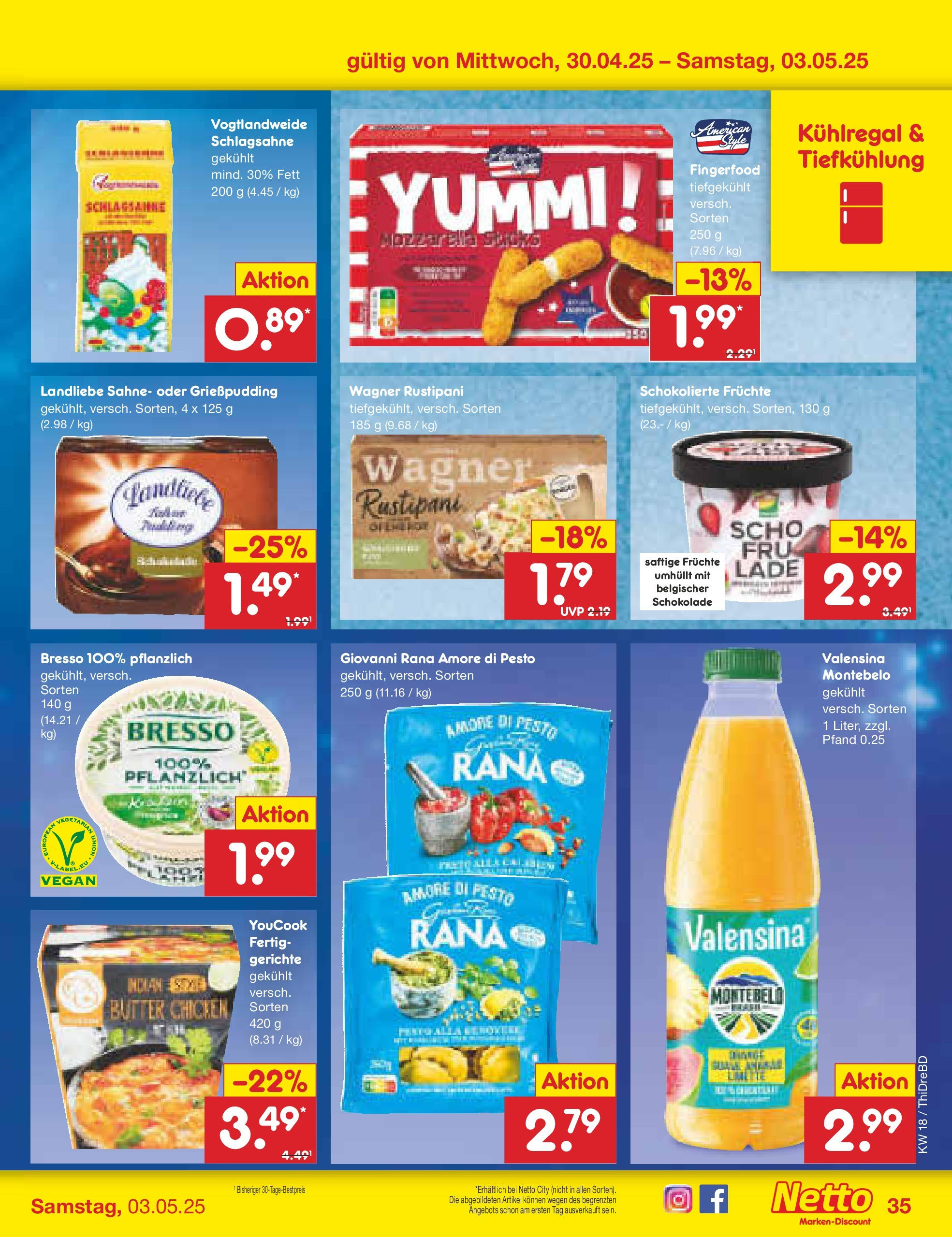 Netto Marken-Discount - Netto: Wochenangebote (ab 27.04.2025) » Angebote | Seite: 35 | Produkte: Mozzarella, Pudding, Valensina, Sahne Netto Marken-Discount - Netto: Wochenangebote (ab 27.04.2025) » Angebote | Seite: 35 | Produkte: Mozzarella, Pudding, Valensina, Sahne