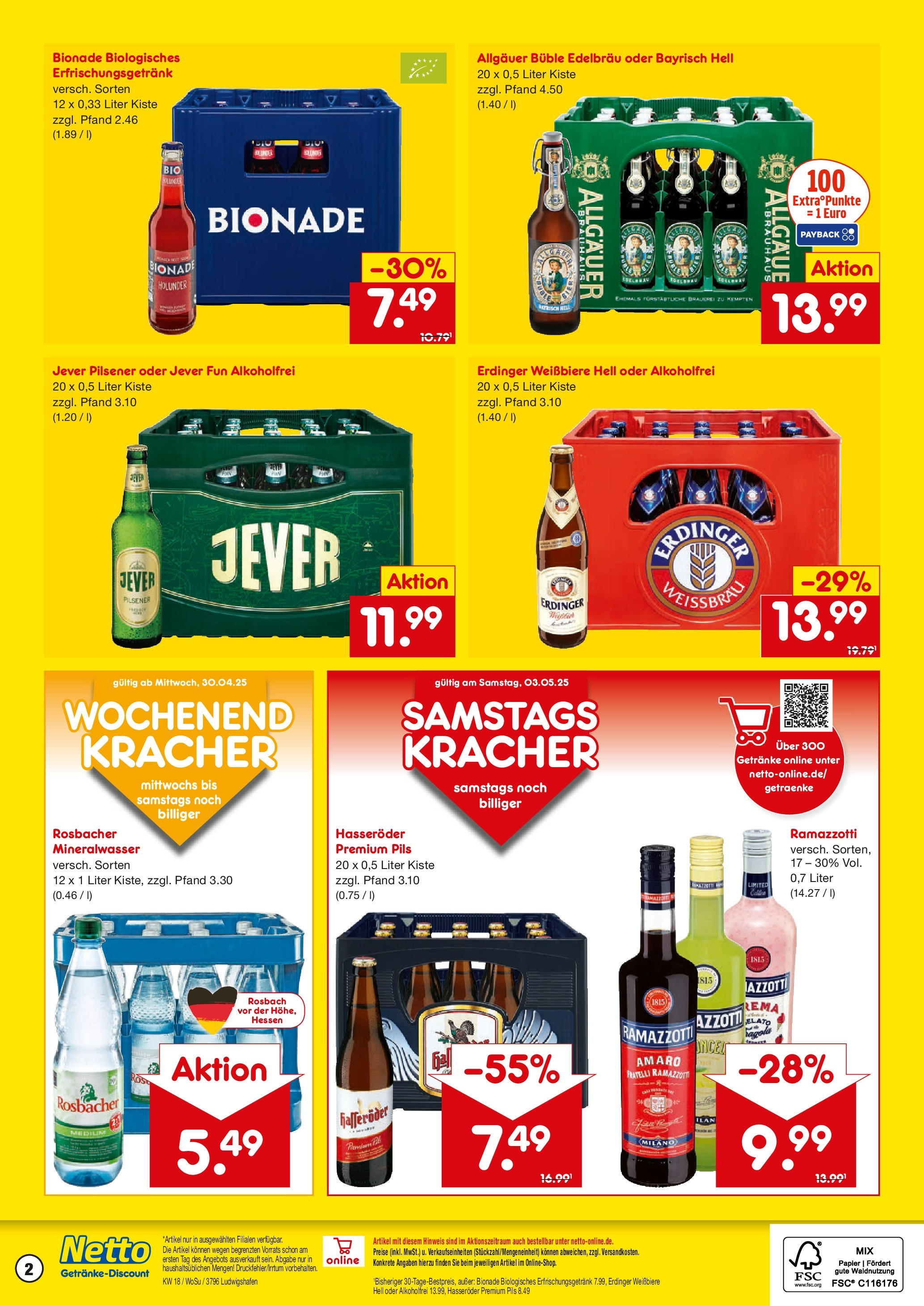 Netto Marken-Discount - Netto: Getränkeangebote (ab 27.04.2025) » Angebote | Seite: 2 | Produkte: Mineralwasser, Jever, Hasseröder, Ramazzotti