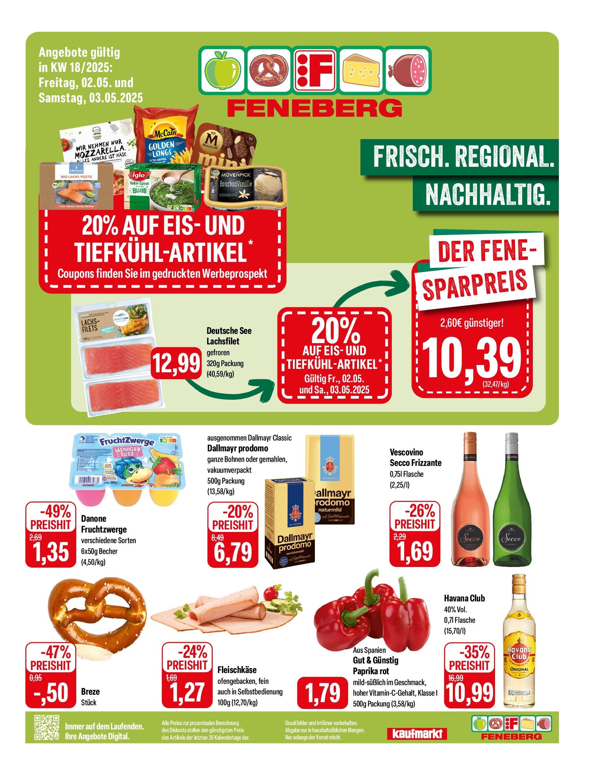 Feneberg Angebote (ab 02.05.2025) zum Blättern | Seite: 1 | Produkte: Fruchtzwerge, Paprika rot, McCain, Paprika
