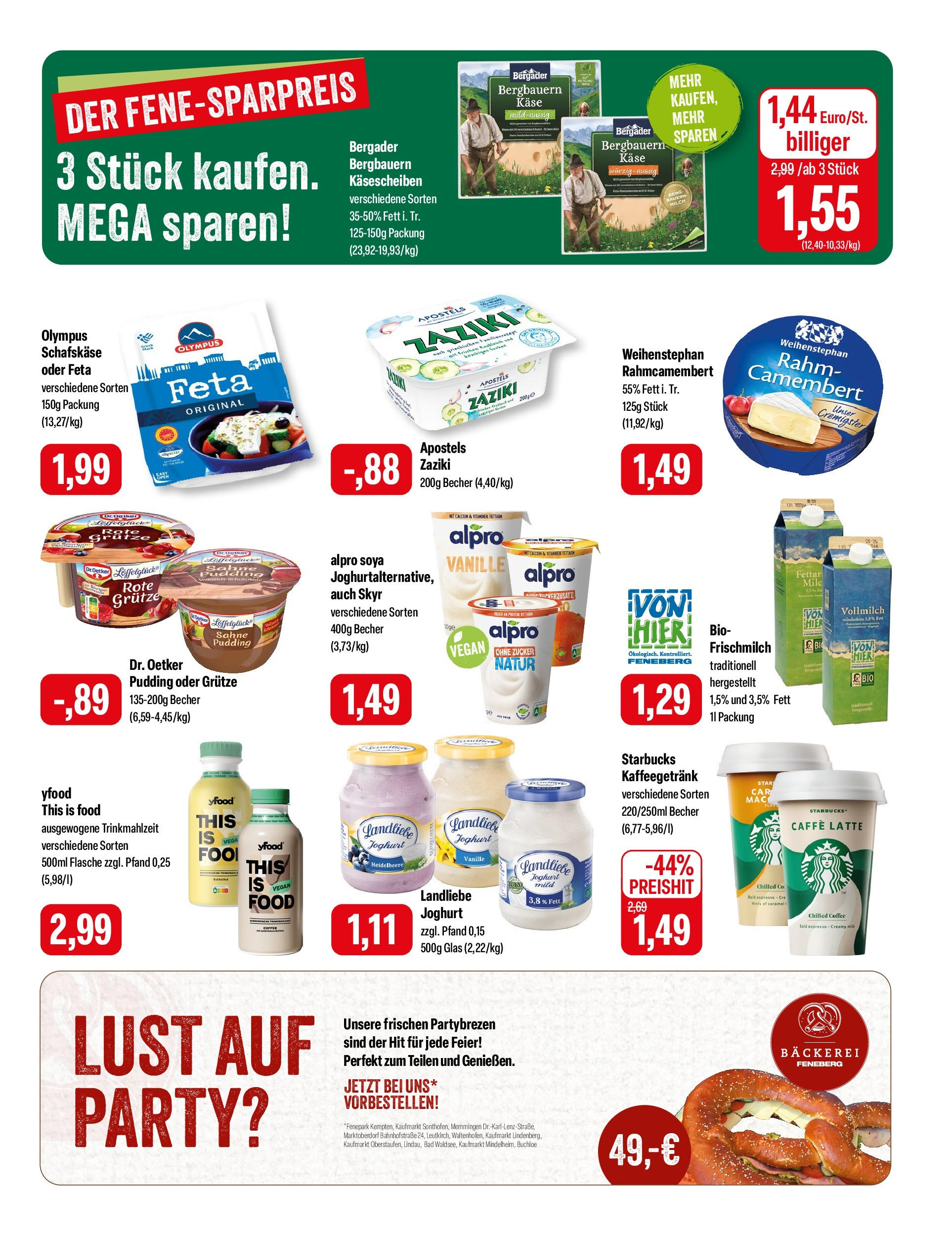 Feneberg Angebote (ab 02.05.2025) zum Blättern | Seite: 11 | Produkte: Bäckerei, Joghurt, Sahne, Schafskase
