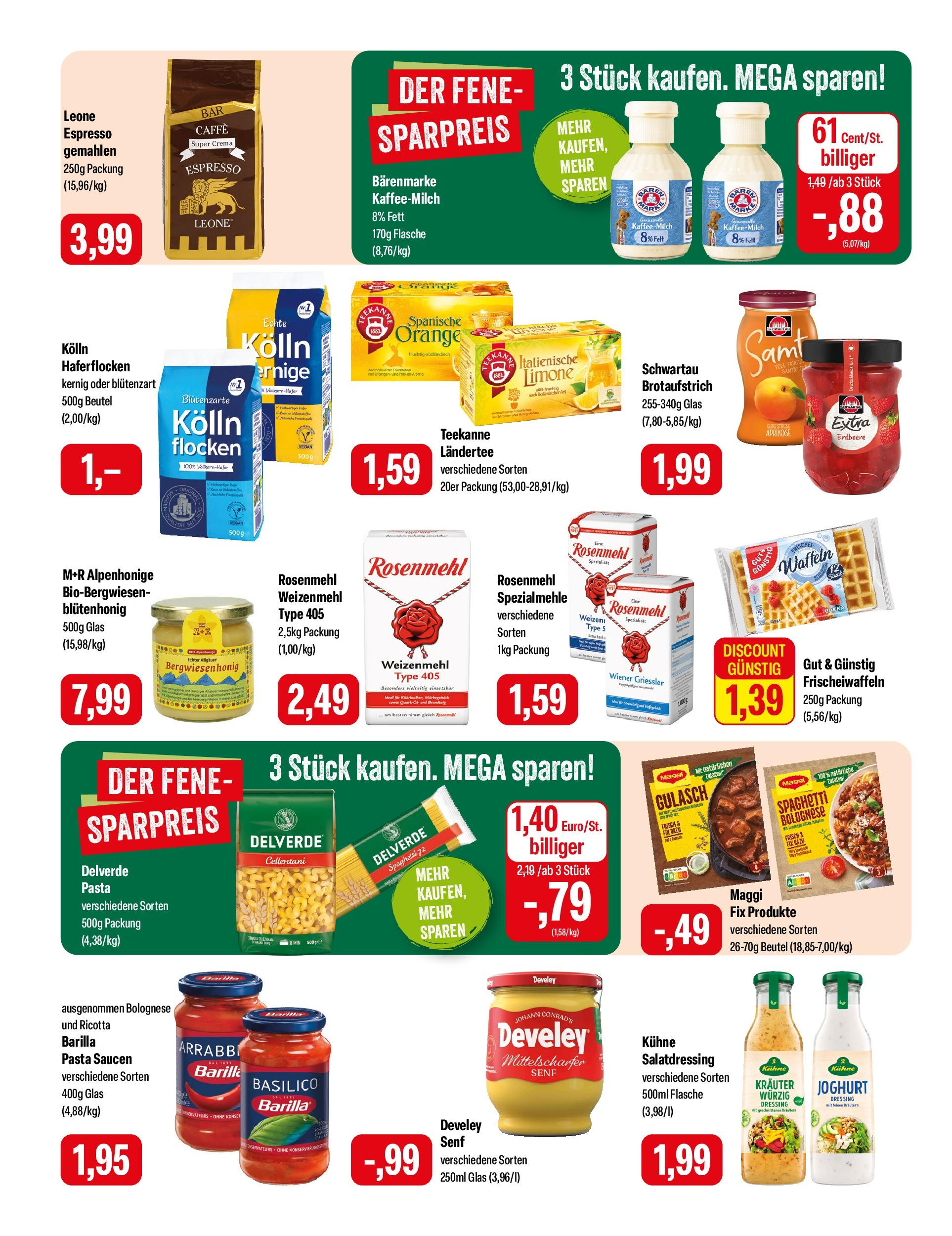 Feneberg Angebote (ab 02.05.2025) zum Blättern | Seite: 12 | Produkte: Kolln haferflocken, Maggi, Joghurt, Barilla