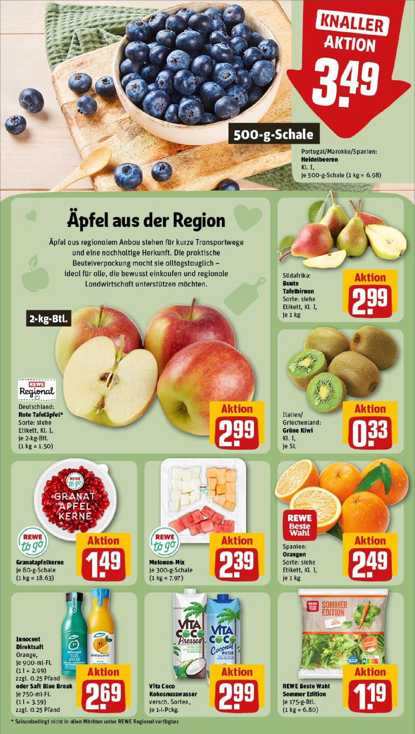 Rewe - Rewe: Wochenangebote (ab 27.04.2025) zum Blättern » Angebote | Seite: 6 | Produkte: Orangen, Heidelbeeren, Saft, Kiwi