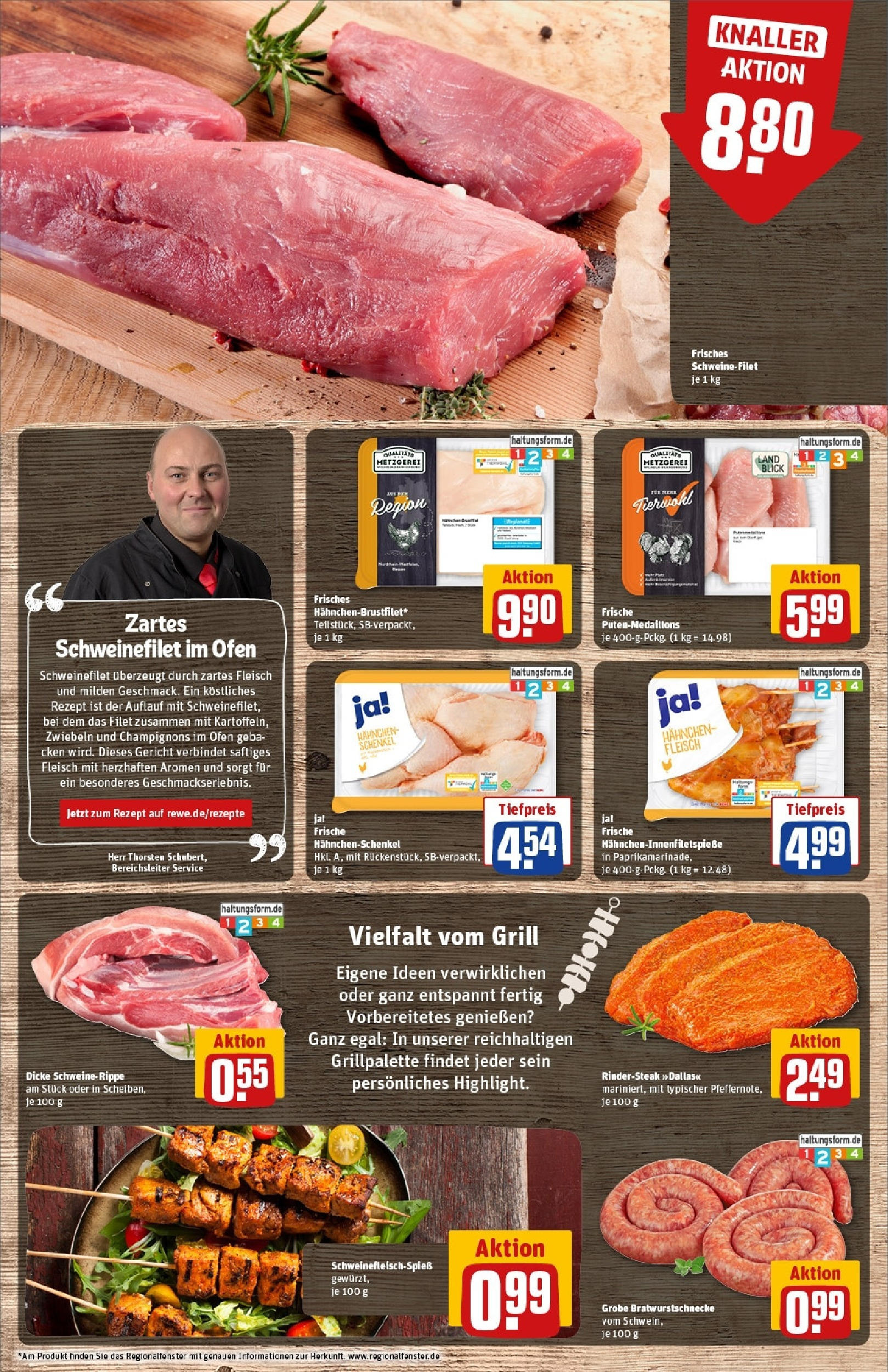 Rewe - Rewe: Wochenangebote (ab 27.04.2025) zum Blättern » Angebote | Seite: 8 | Produkte: Hahnchen, Hahnchenschenkel, Champignons, Steak