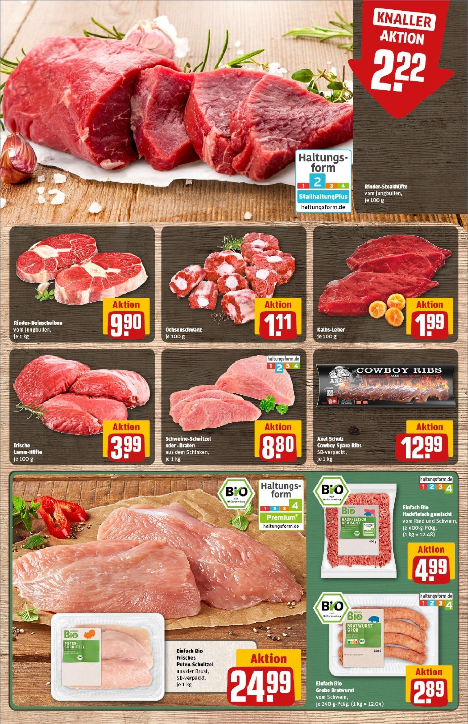 Rewe - Rewe: Wochenangebote (ab 27.04.2025) zum Blättern » Angebote | Seite: 9 | Produkte: Bratwurst, Schnitzel, Kalbsleber, Hackfleisch
