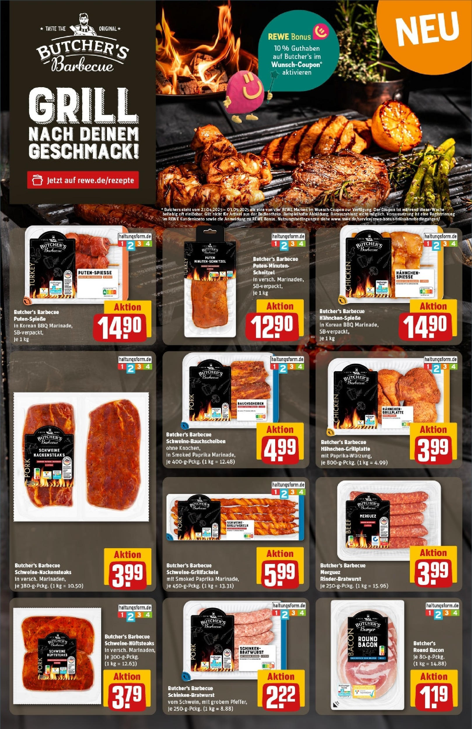 Rewe - Rewe: Wochenangebote (ab 27.04.2025) zum Blättern » Angebote | Seite: 29 | Produkte: Nackensteaks, Grill, Hahnchen, Burger