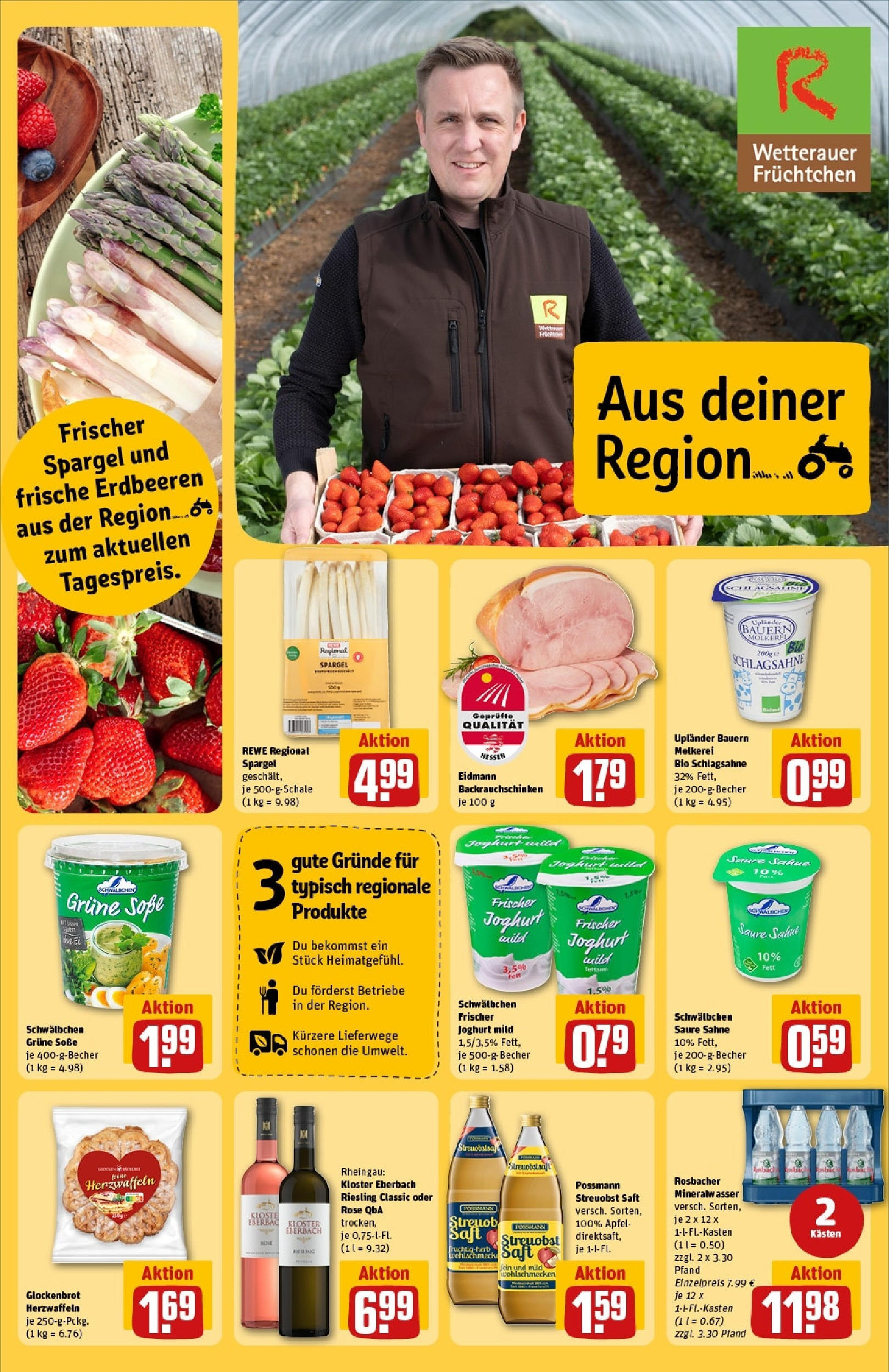 Rewe - Rewe: Wochenangebote (ab 27.04.2025) zum Blättern » Angebote | Seite: 33 | Produkte: Spargel, Mineralwasser, Apple, Sahne