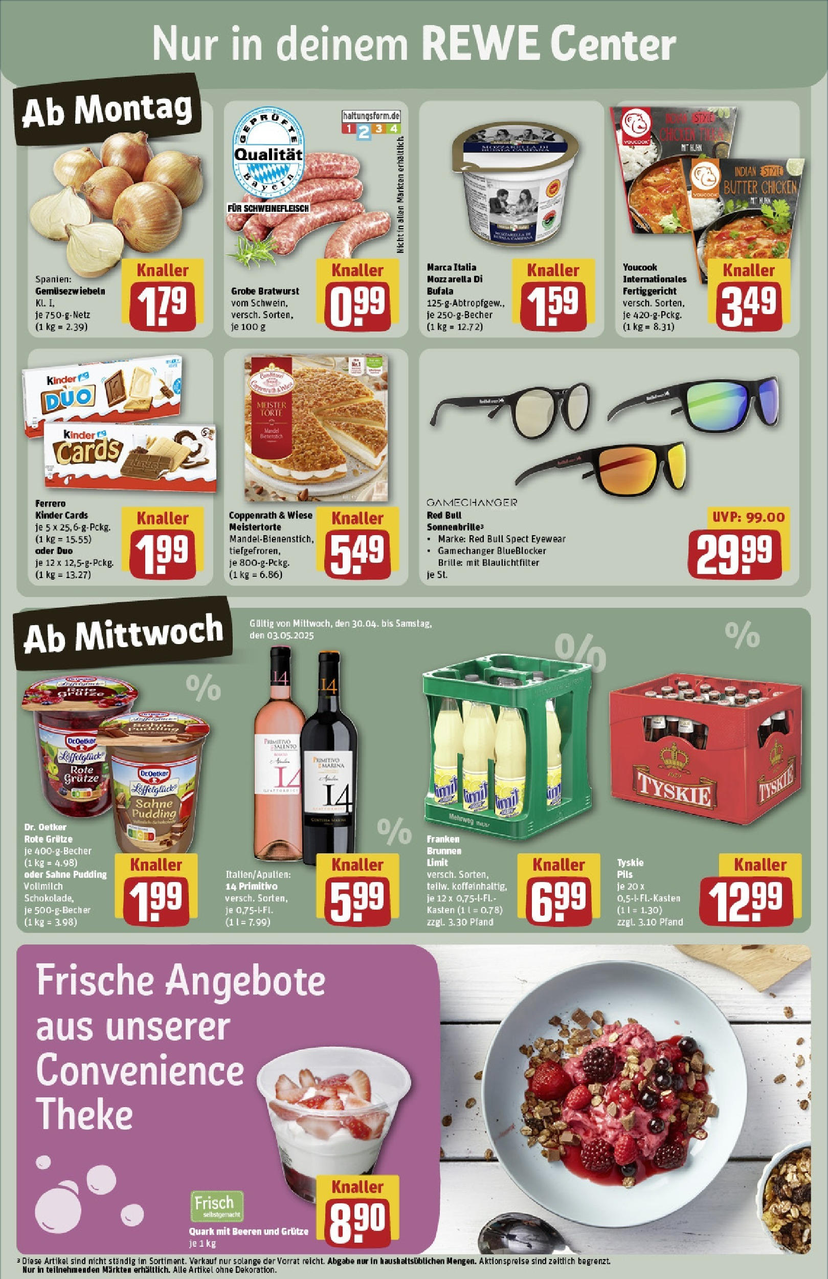 Rewe - Rewe: Wochenangebote (ab 27.04.2025) zum Blättern » Angebote | Seite: 3 | Produkte: Red bull, Butter, Theke, Bratwurst
