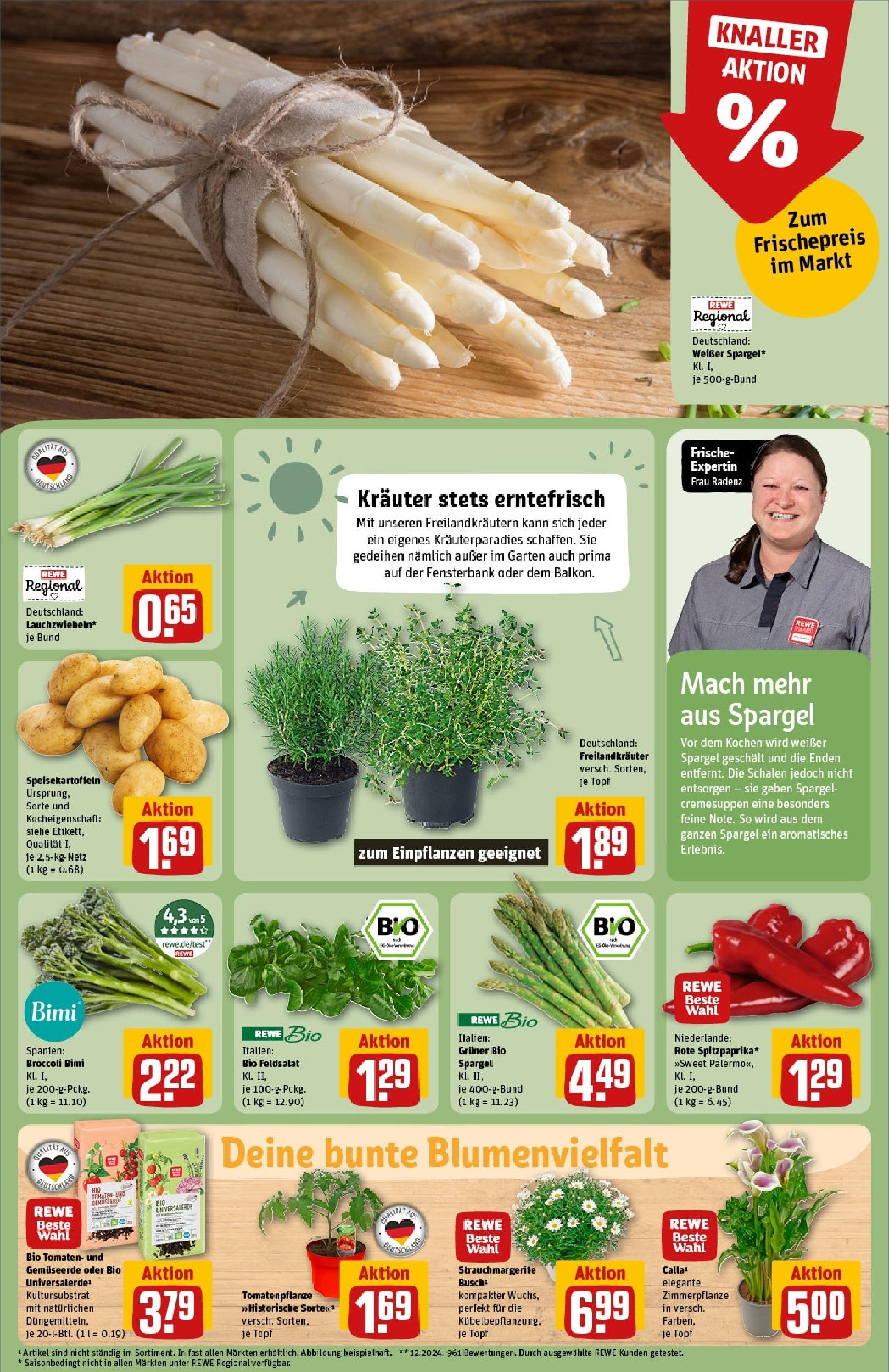 Rewe - Rewe: Wochenangebote (ab 27.04.2025) zum Blättern » Angebote | Seite: 7 | Produkte: Tomaten, Spargel