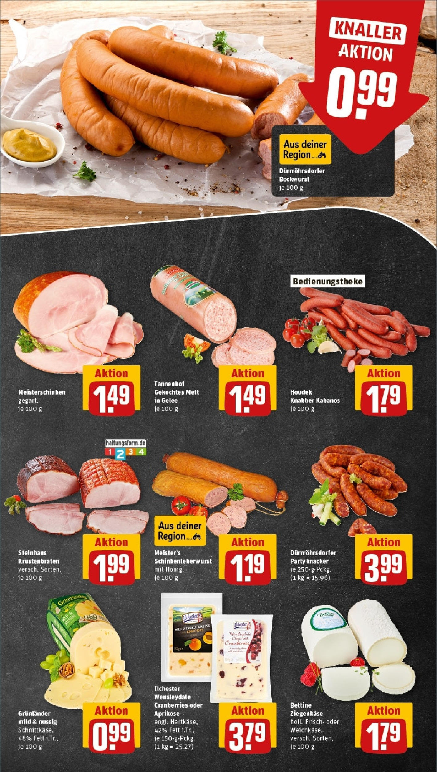 Rewe - Rewe: Wochenangebote (ab 27.04.2025) zum Blättern » Angebote | Seite: 9 | Produkte: Bockwurst, Ziegenkäse, Krustenbraten, Grunlander Rewe - Rewe: Wochenangebote (ab 27.04.2025) zum Blättern » Angebote | Seite: 9 | Produkte: Bockwurst, Ziegenkäse, Krustenbraten, Grunlander