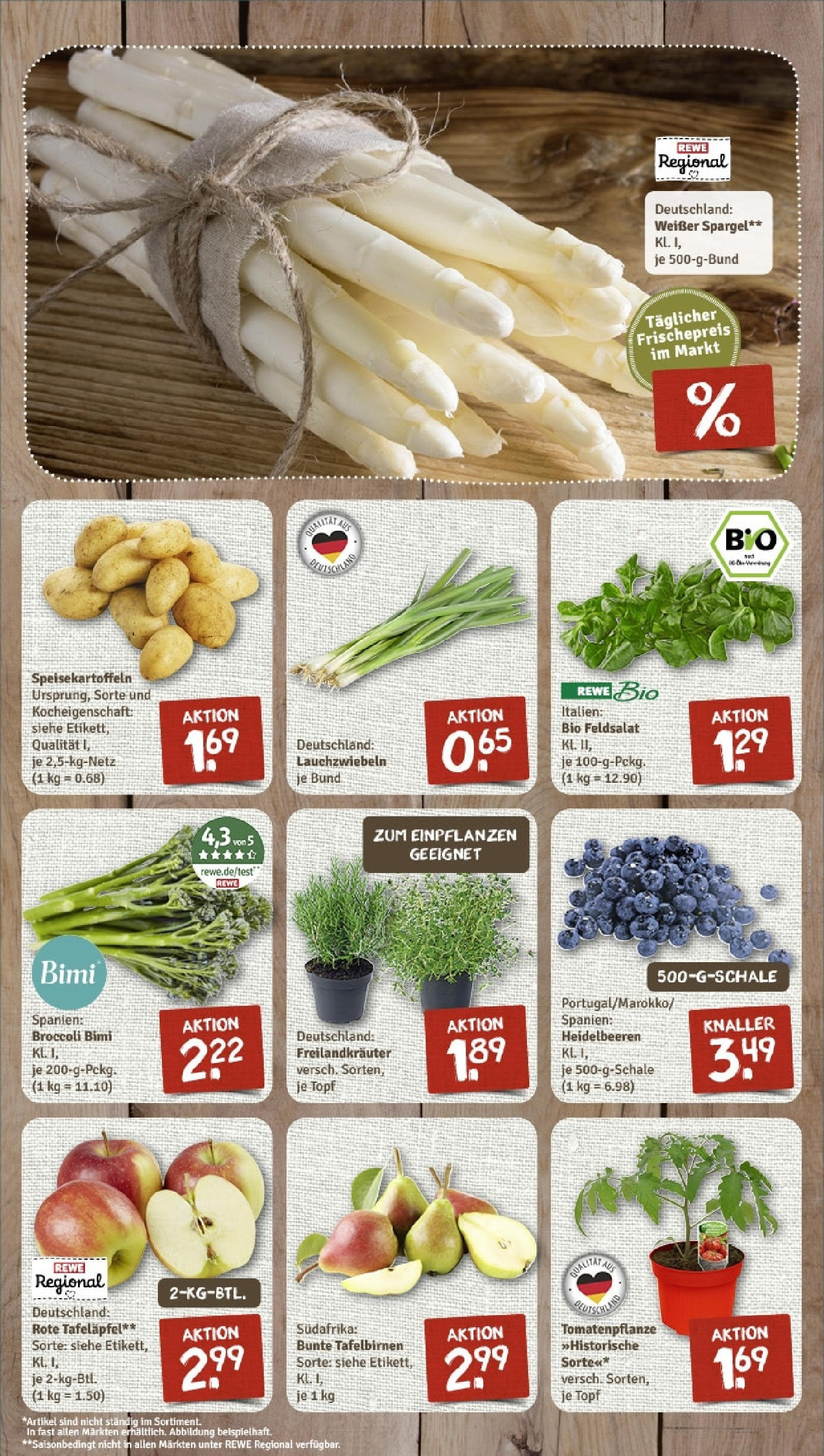 Rewe - Rewe: Wochenangebote (ab 27.04.2025) zum Blättern » Angebote | Seite: 3 | Produkte: Spargel, Heidelbeeren