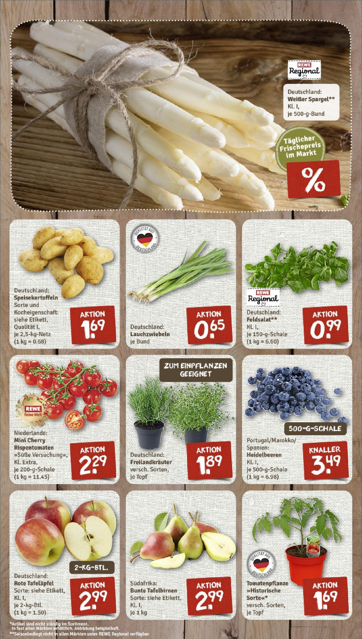 Rewe - Rewe: Wochenangebote (ab 27.04.2025) zum Blättern » Angebote | Seite: 3 | Produkte: Spargel, Heidelbeeren