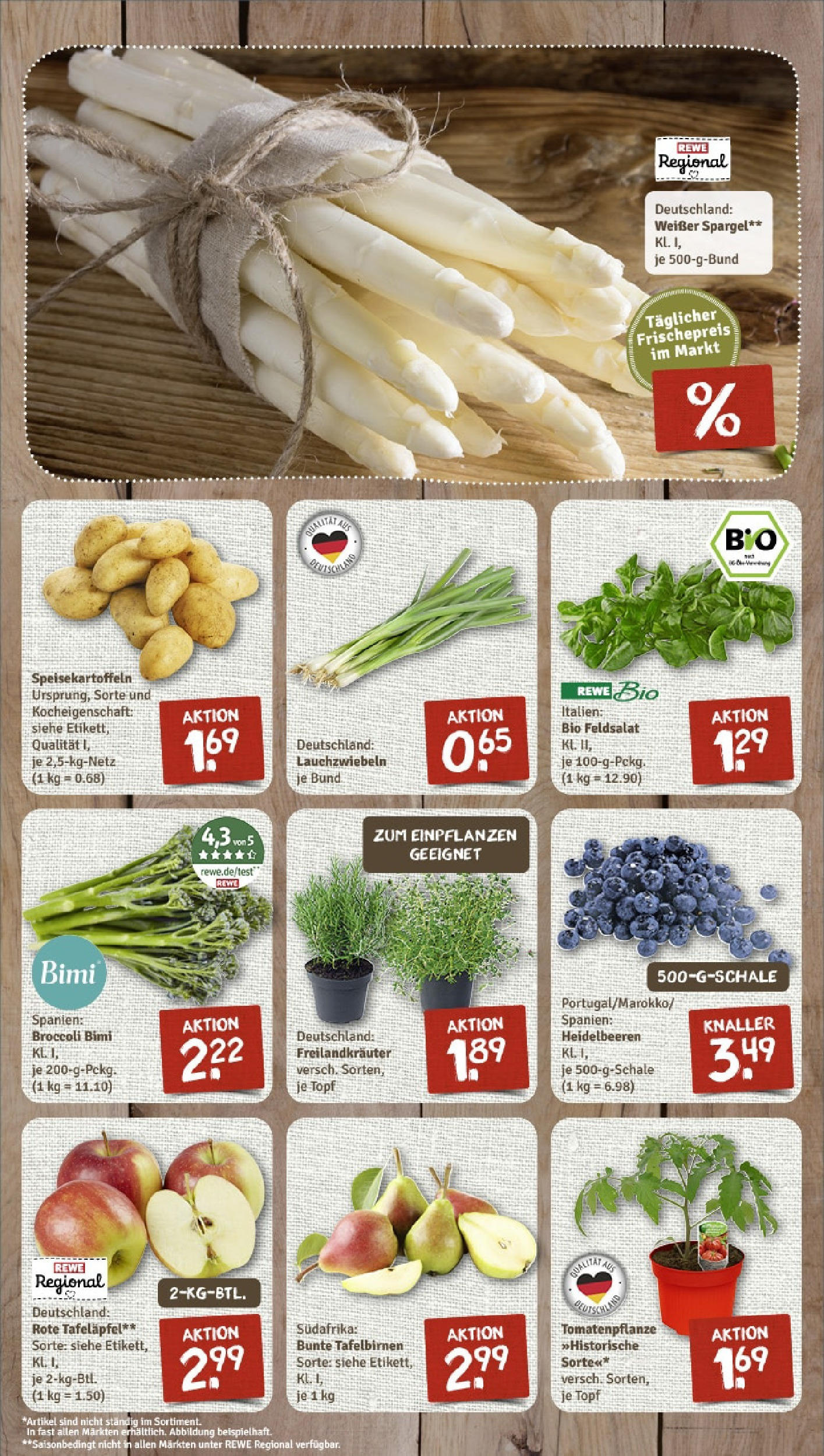 Rewe - Rewe: Wochenangebote (ab 27.04.2025) zum Blättern » Angebote | Seite: 3 | Produkte: Spargel, Heidelbeeren