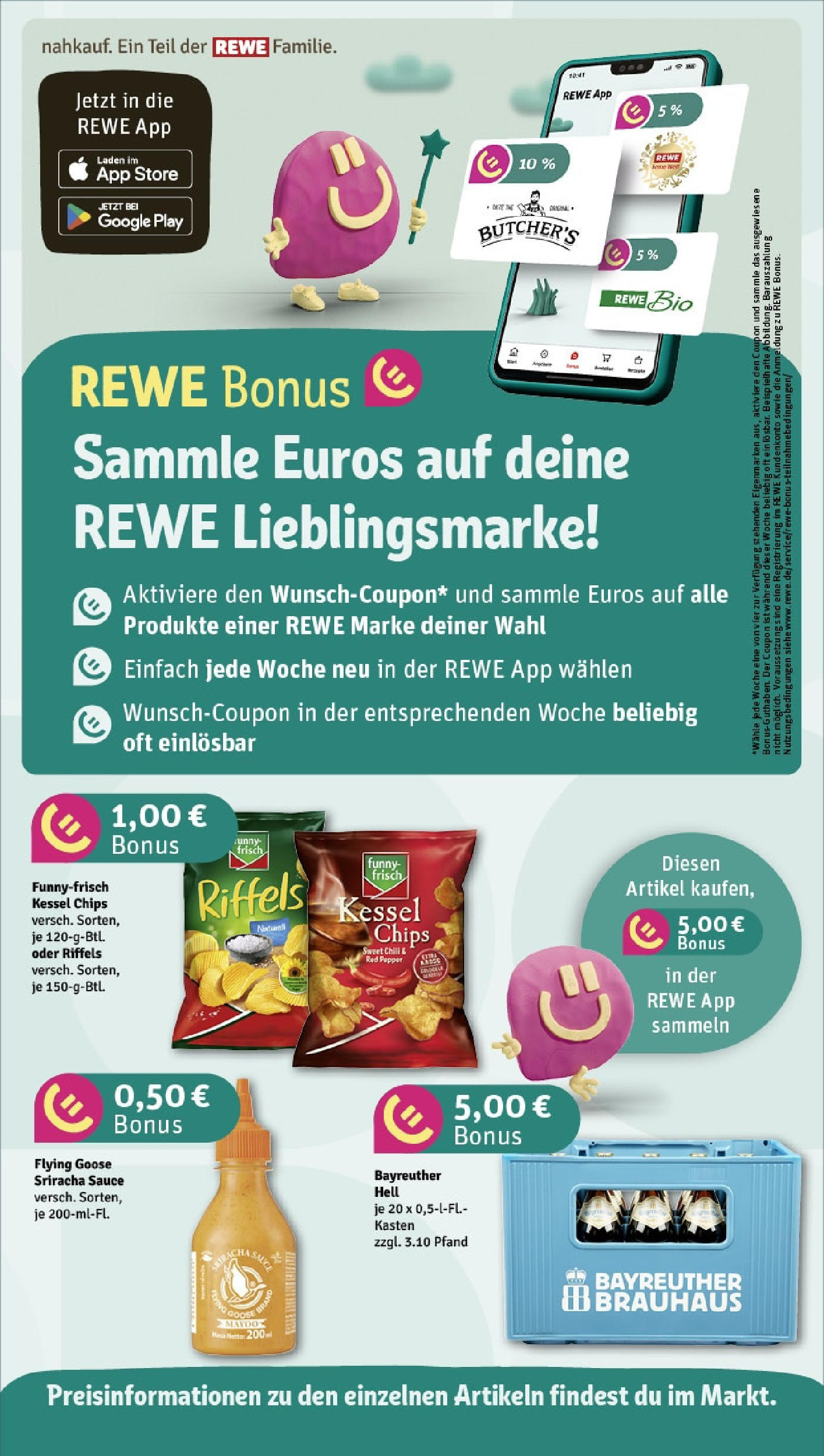 Rewe - Rewe: Wochenangebote (ab 27.04.2025) zum Blättern » Angebote | Seite: 4 | Produkte: Bayreuther hell, Chips
