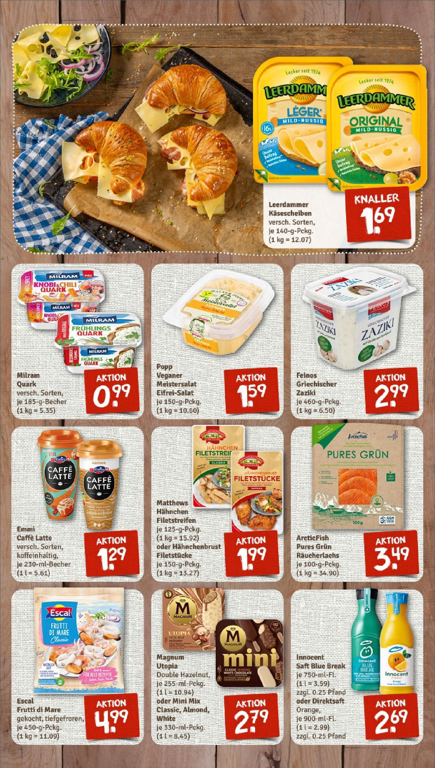 Rewe - Rewe: Wochenangebote (ab 27.04.2025) zum Blättern » Angebote | Seite: 7 | Produkte: Quark, Leerdammer, Milram, Saft