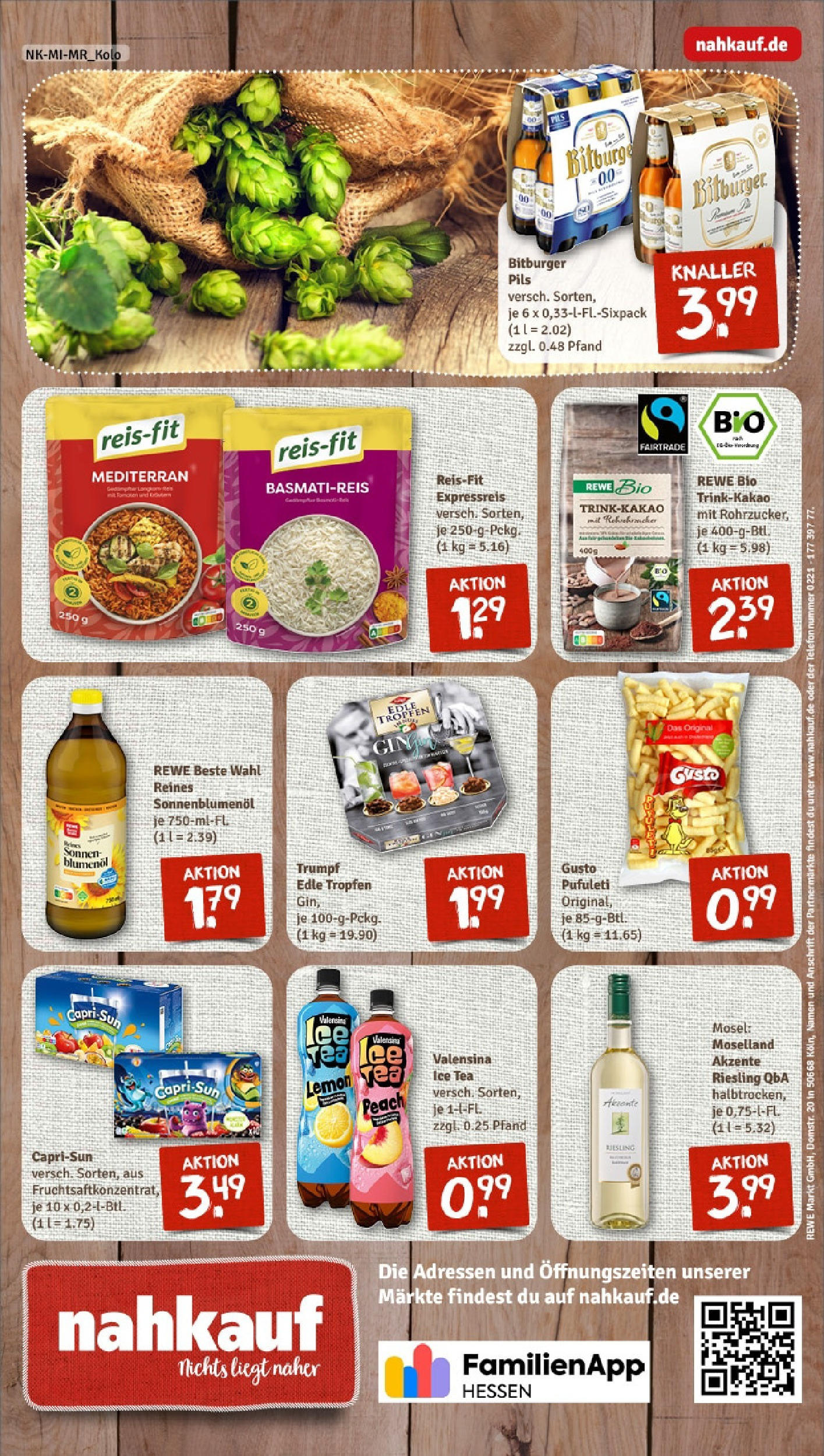 Rewe - Rewe: Wochenangebote (ab 27.04.2025) zum Blättern » Angebote | Seite: 8 | Produkte: Bitburger, Pils, Valensina, Gin