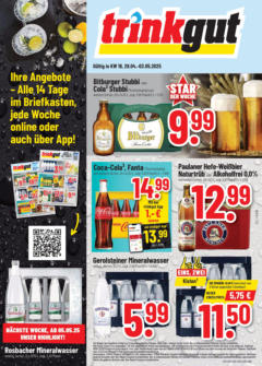 Trinkgut - trinkgut: Wochenangebote - gültig ab dem 27.04.2025 | Seite: 1 | Produkte: Bitburger, Fanta, Captain morgan, Paulaner