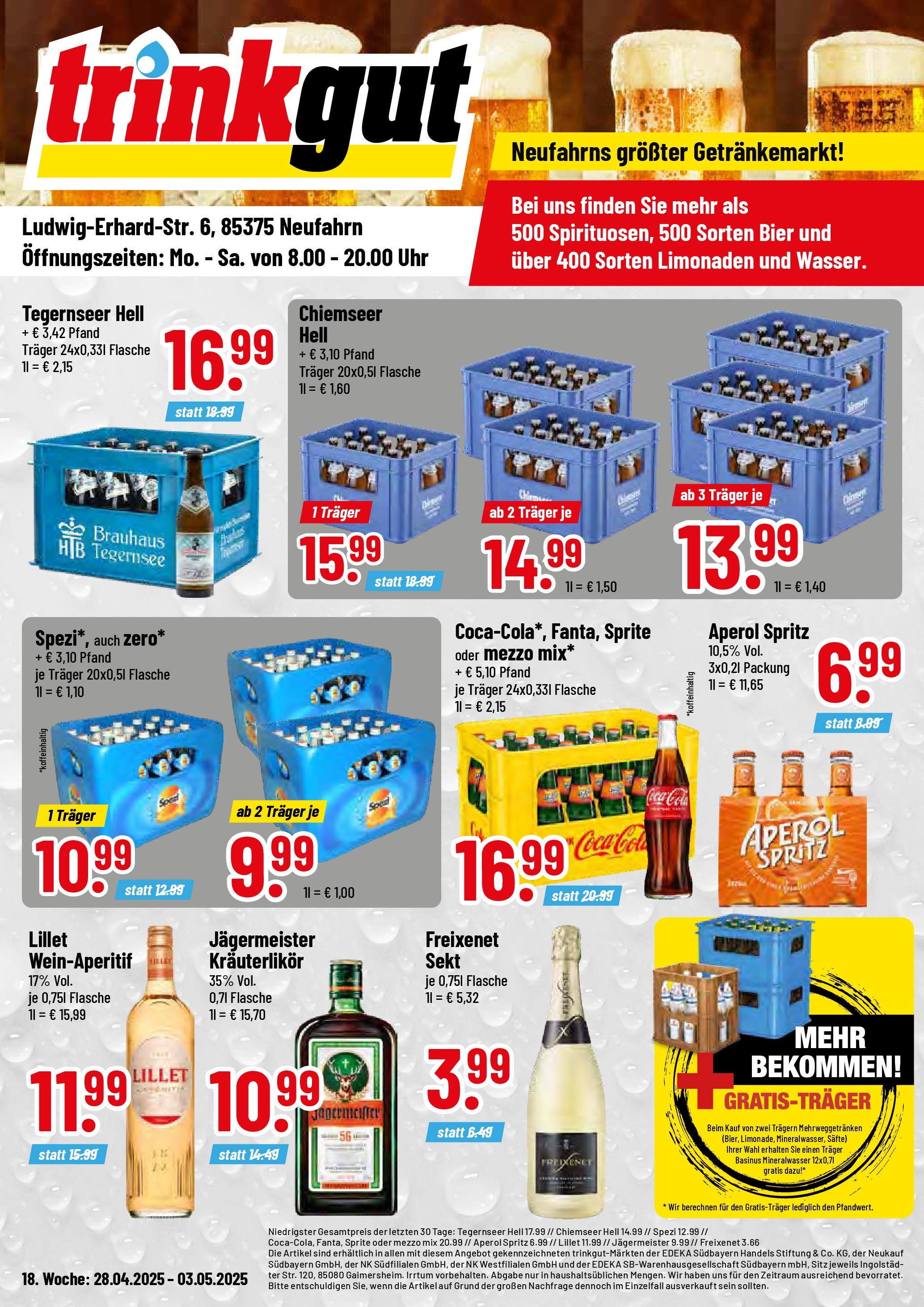 Trinkgut - trinkgut: Wochenangebote (ab 27.04.2025) » Angebote online | Seite: 1 | Produkte: Cola, Freixenet, Jägermeister, Oder mezzo mix