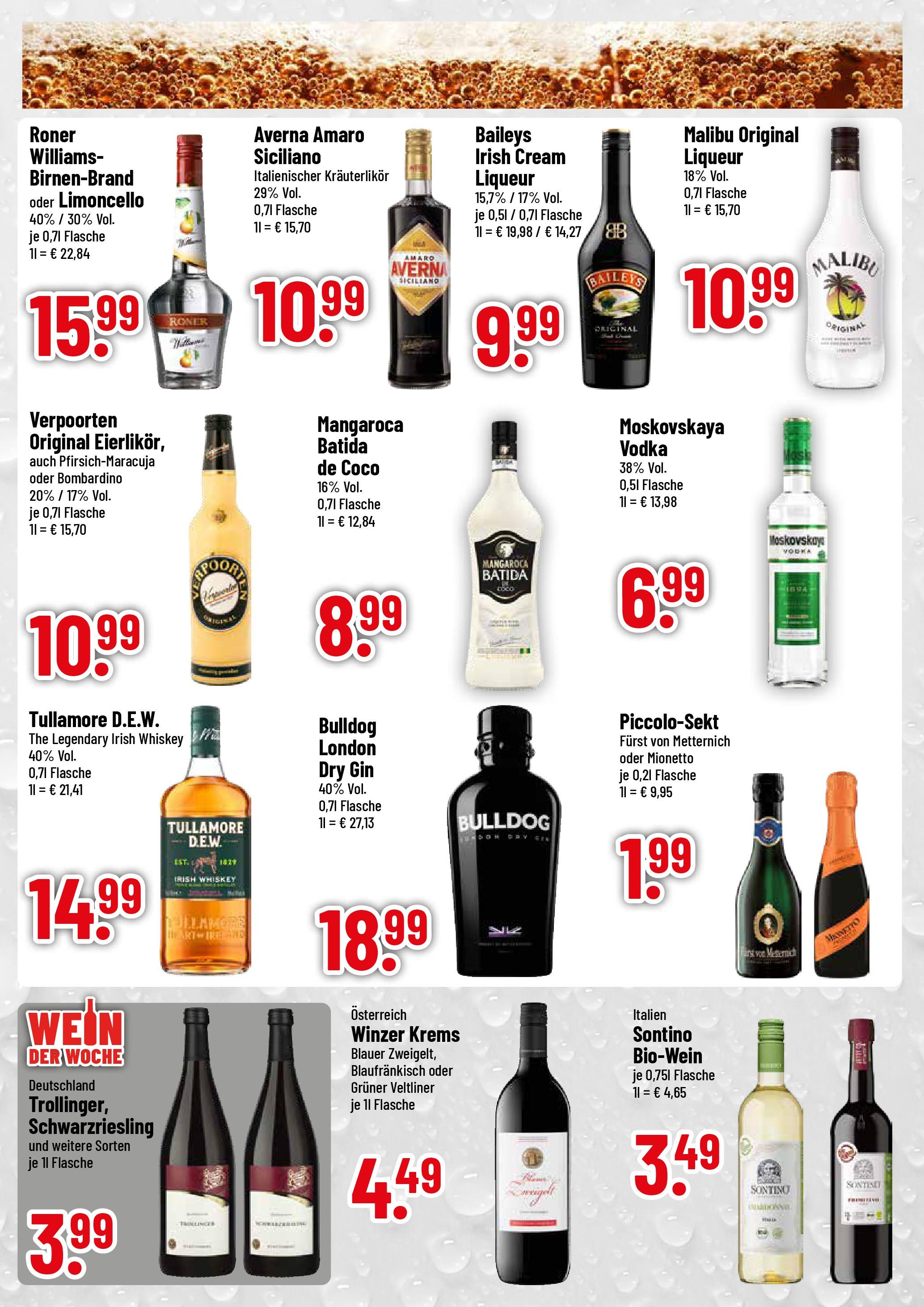 Trinkgut - trinkgut: Wochenangebote (ab 27.04.2025) » Angebote online | Seite: 3 | Produkte: Limoncello, Baileys, Gin, Whiskey
