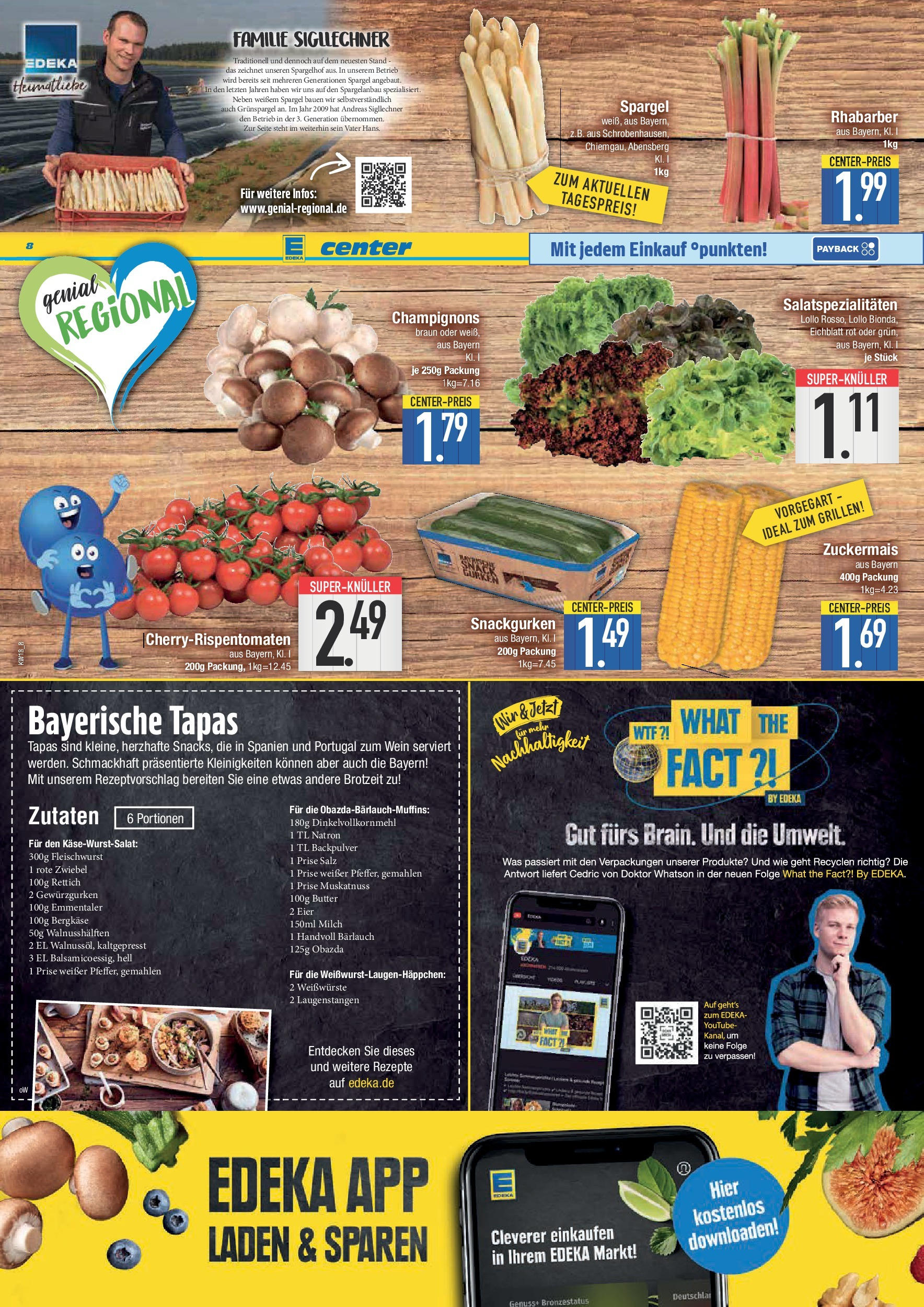 Edeka - E center: Wochenangebote (ab 27.04.2025) » Angebote Online | Seite: 8 | Produkte: Milch, Salz, Rhabarber, Gurken