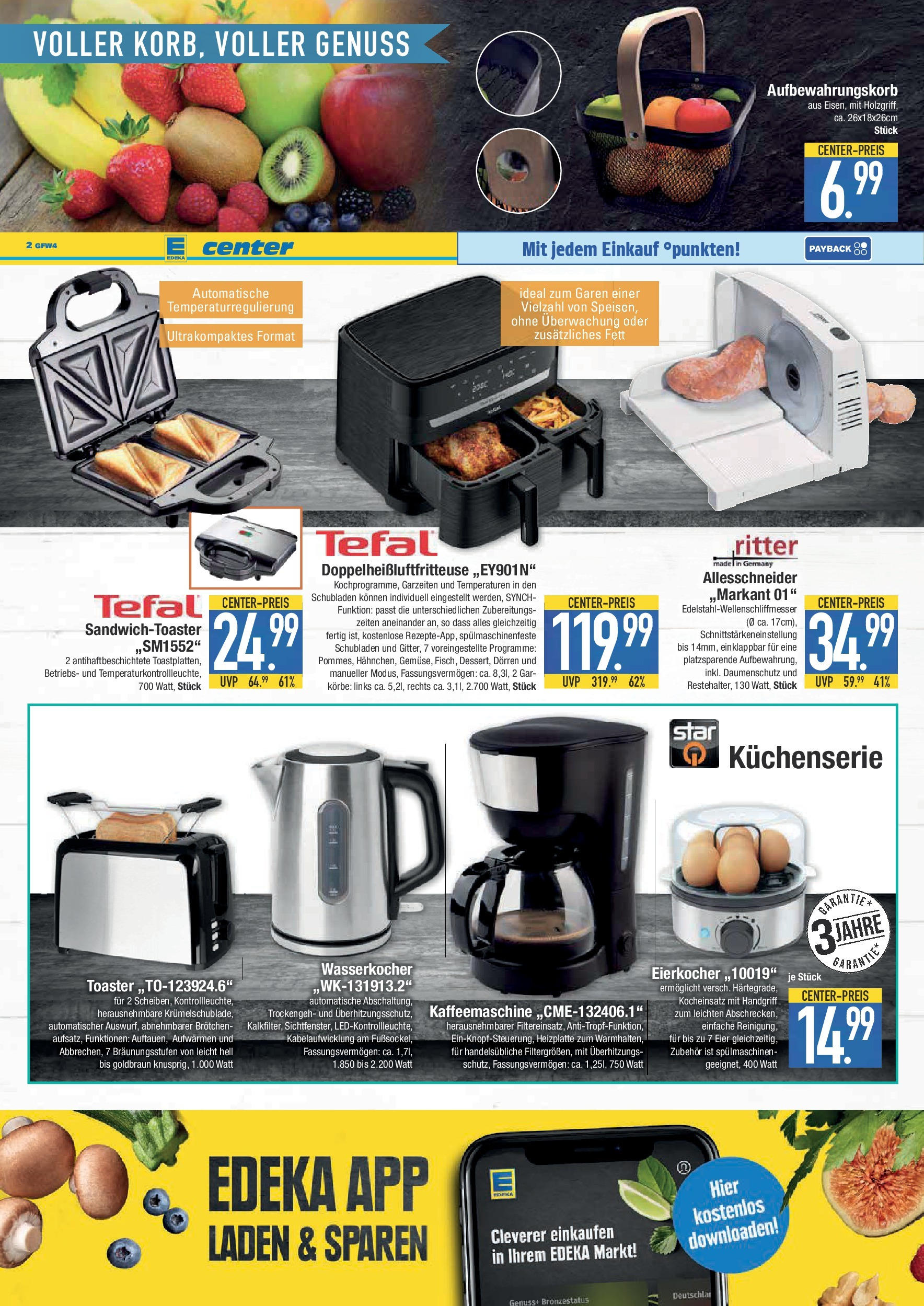 Edeka - E center: Wochenangebote (ab 27.04.2025) » Angebote Online | Seite: 15 | Produkte: Kaffeemaschine, Wasserkocher, Toaster, Eier Edeka - E center: Wochenangebote (ab 27.04.2025) » Angebote Online | Seite: 15 | Produkte: Kaffeemaschine, Wasserkocher, Toaster, Eier