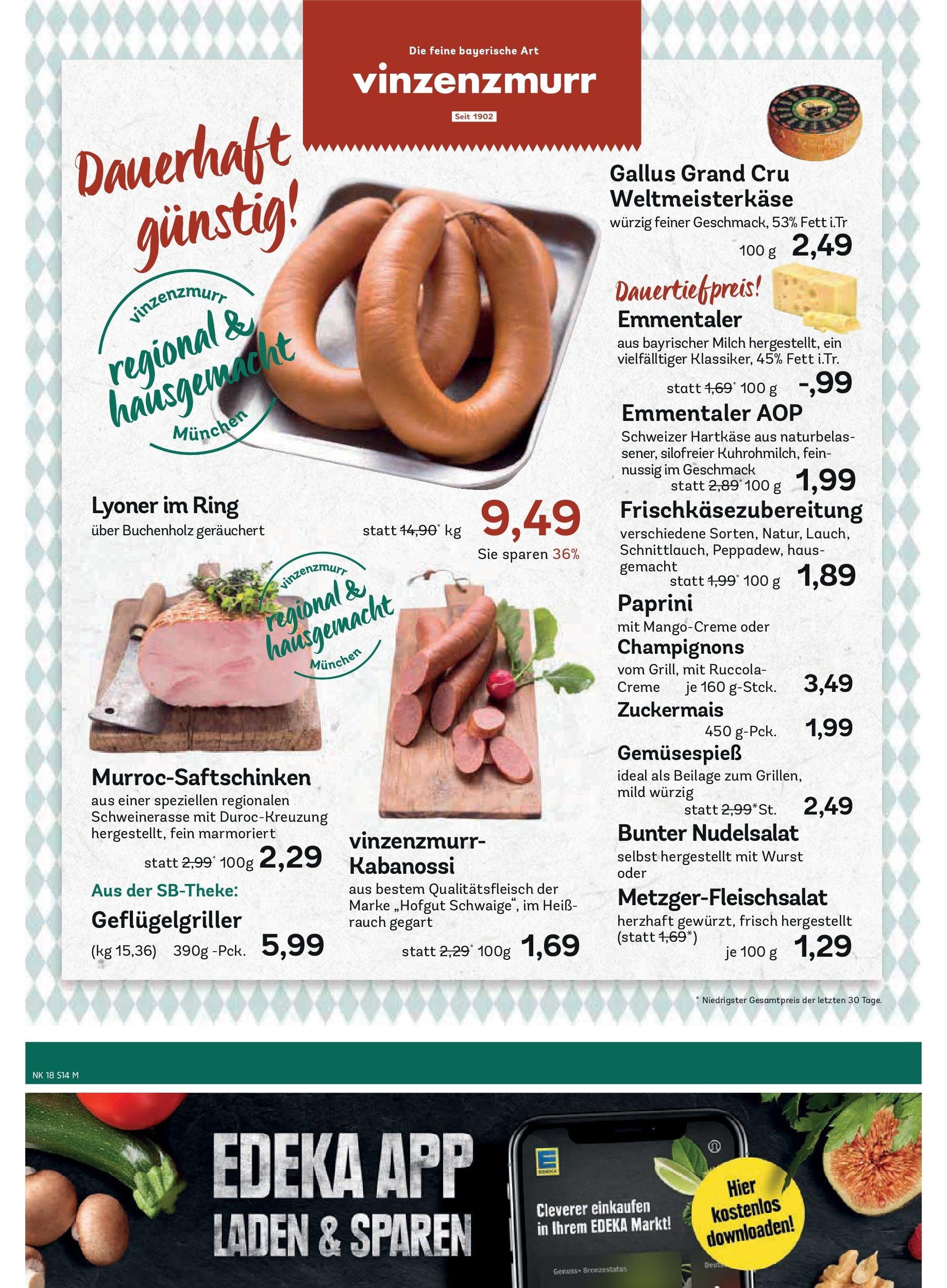 Edeka - EDEKA: Wochenangebote (ab 27.04.2025) » Angebote Online | Seite: 14 | Produkte: Milch, Creme, Champignons, Wurst